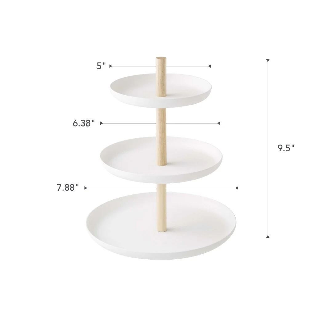 Yamazaki Home Serving Stand, Steel and Wood, Holds 6.6 lbs - L 7.87 x W 7.87 x H 9.45 inches