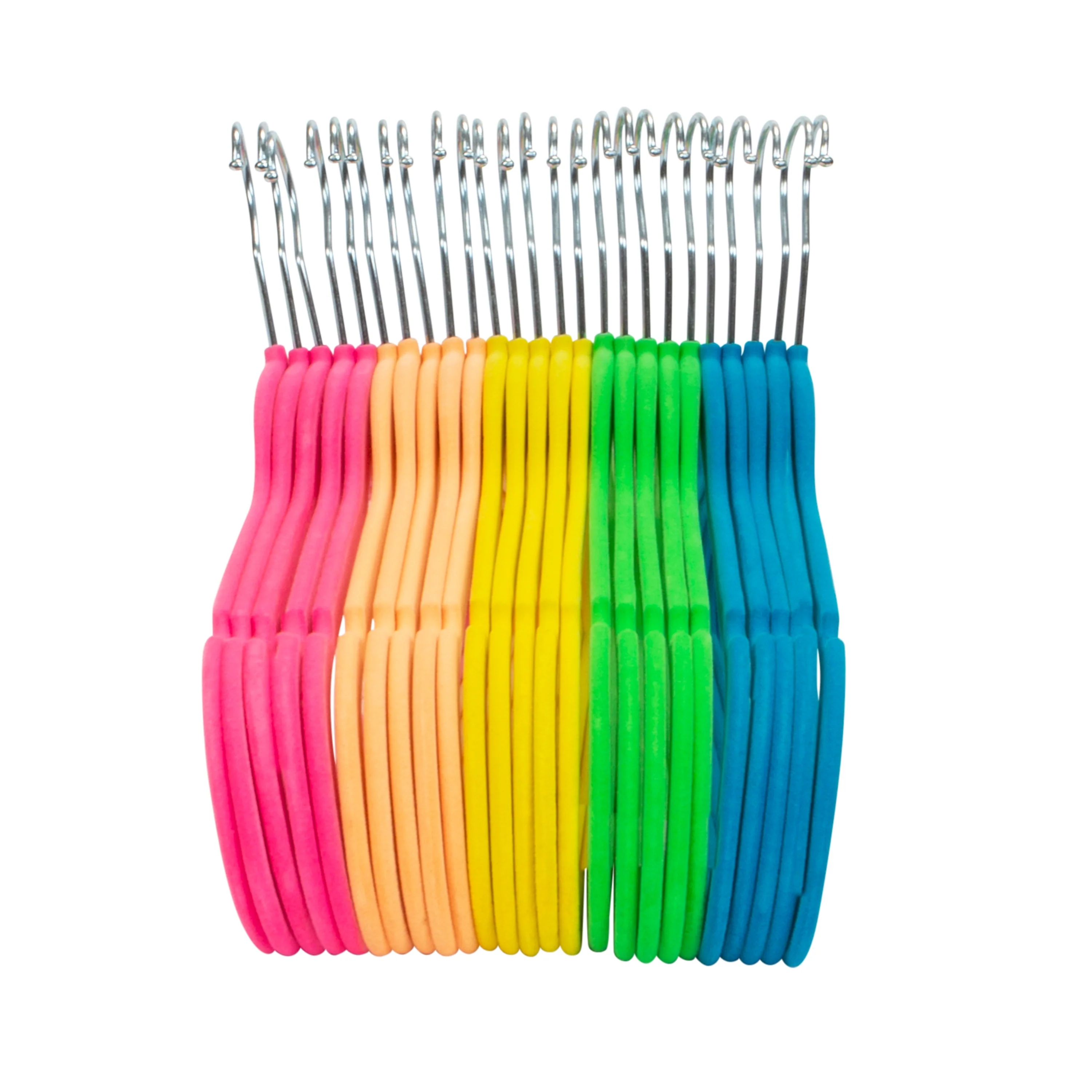 Simplify 25 Pack Slim Velvet Hangers in Neon - 9