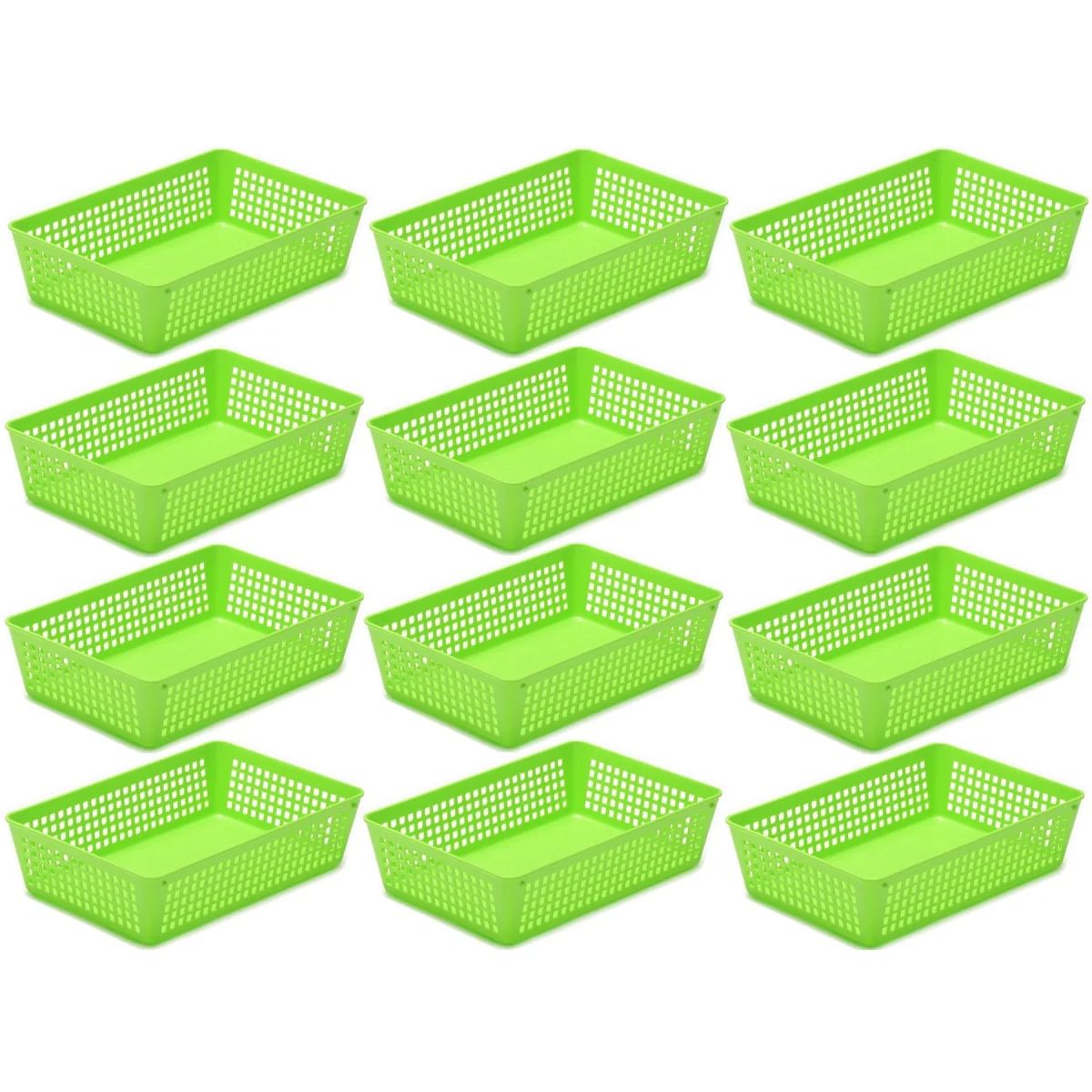 12-Pack Plastic Storage Baskets for Office Drawer, Classroom Desk