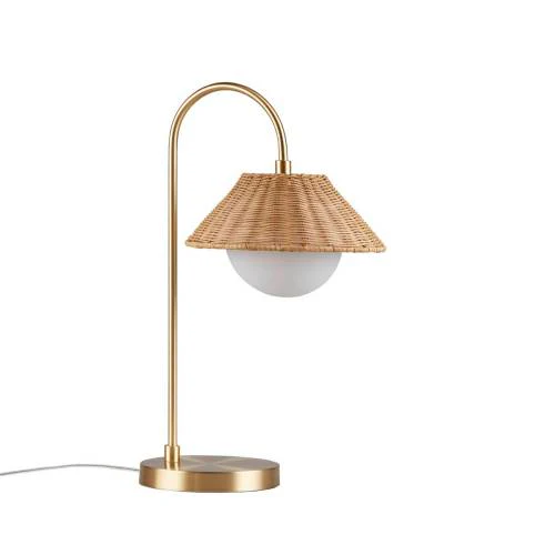 Colander Rattan Weave Shade Table Lamp with Iron Base