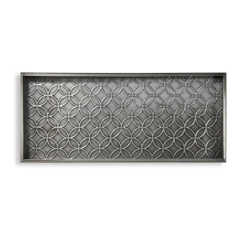 Double Circles Boot Tray for Boots, Shoes, Plants, Pet Bowls, and More, Dark Zinc, Gray Finish by Good Directions