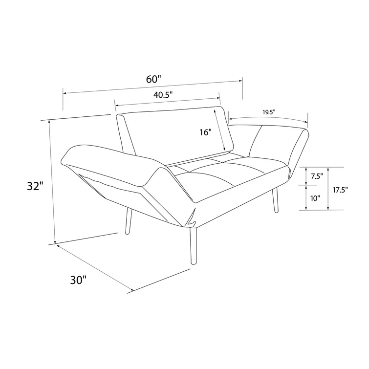 Leyla Twin 60'' Upholstered Tight Back Convertible Sofa