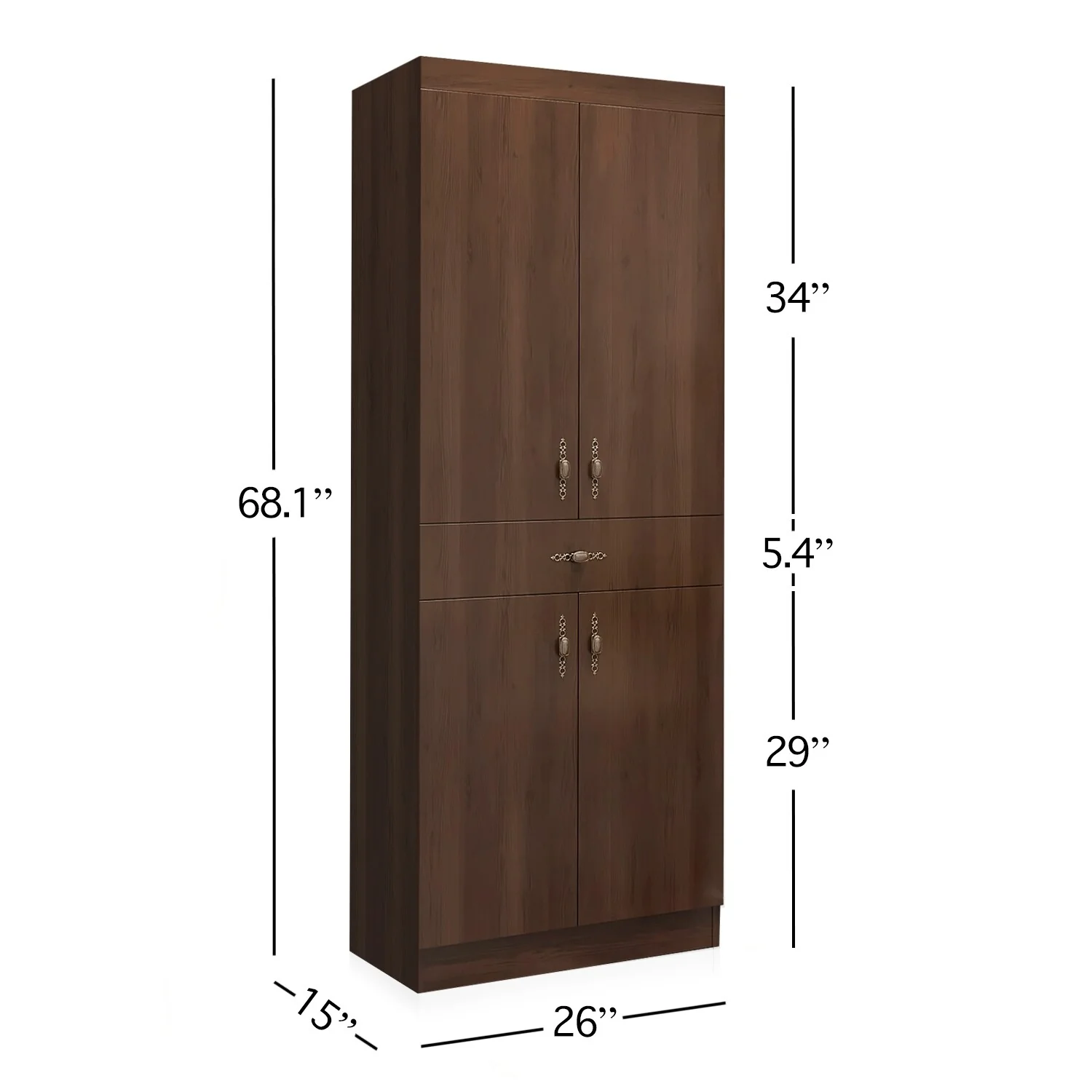 Living Skog Monti Food Pantry Storage Kitchen Cabinet with Adjustable Shelves and Drawer
