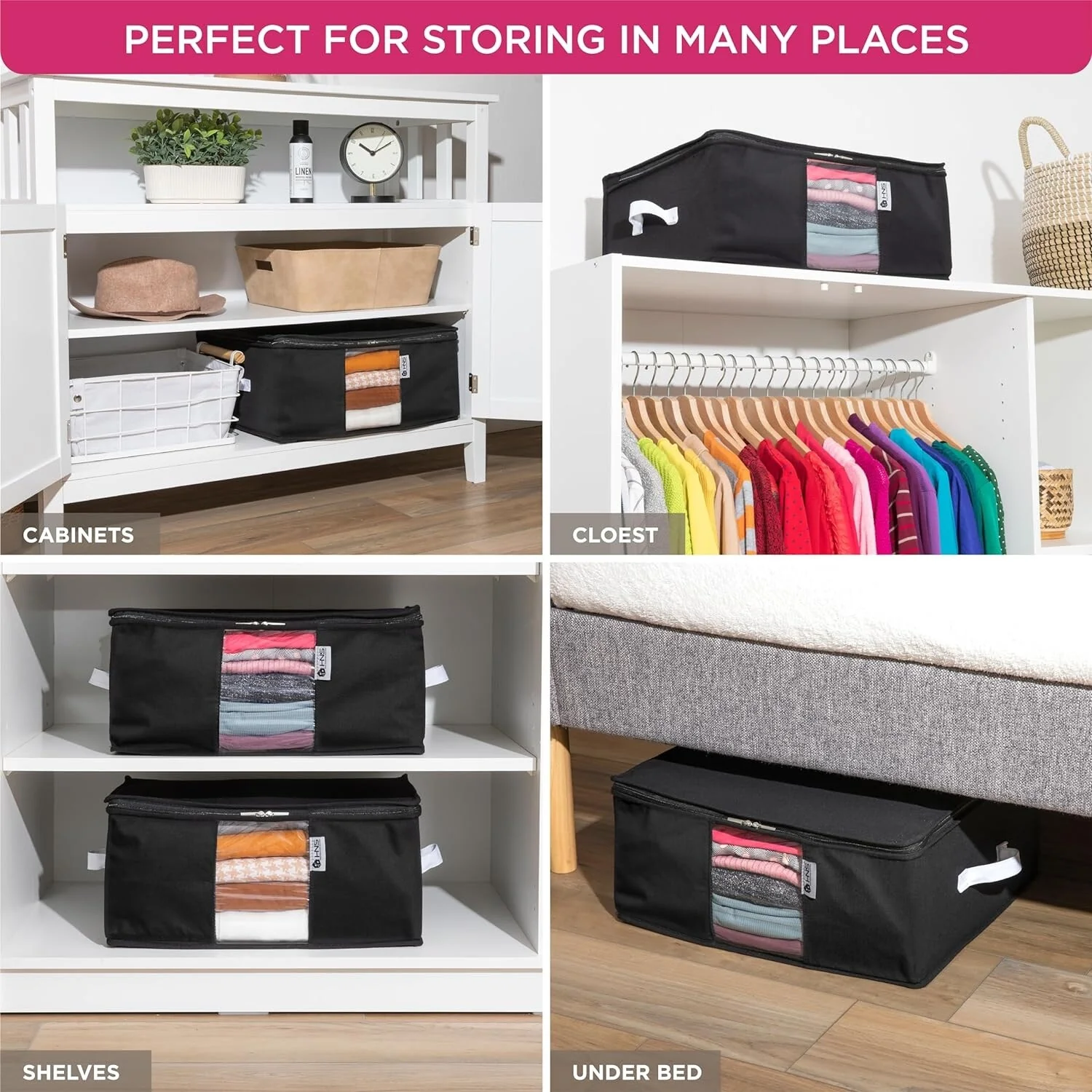 Clothes Storage Bag Organizer with Cedar Insert to Protect from Moths, Moist, Dirt, Dust etc. - Set of 2 Bags