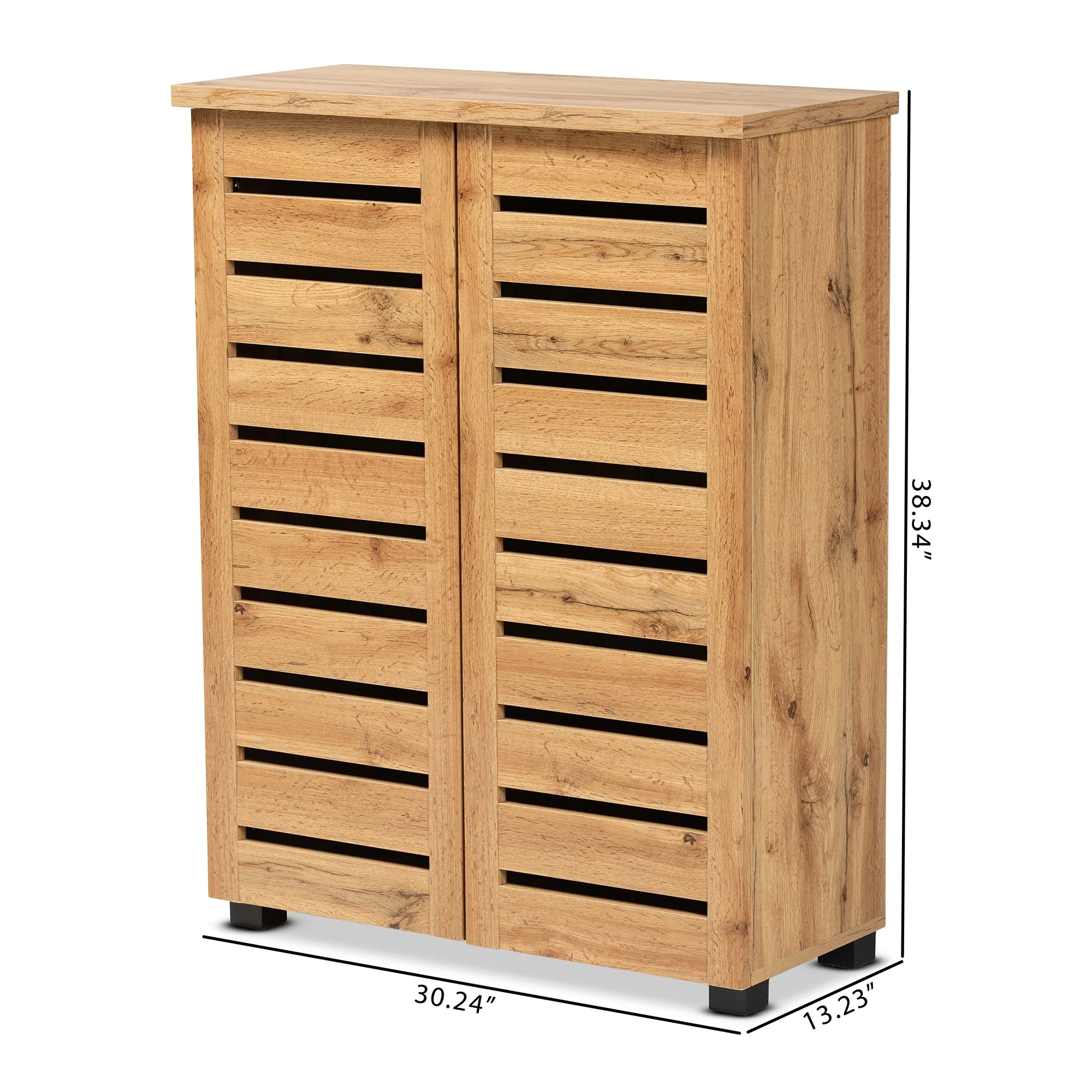 Adalwin Modern Oak Brown Finished Wood 2-Door Shoe Cabinet