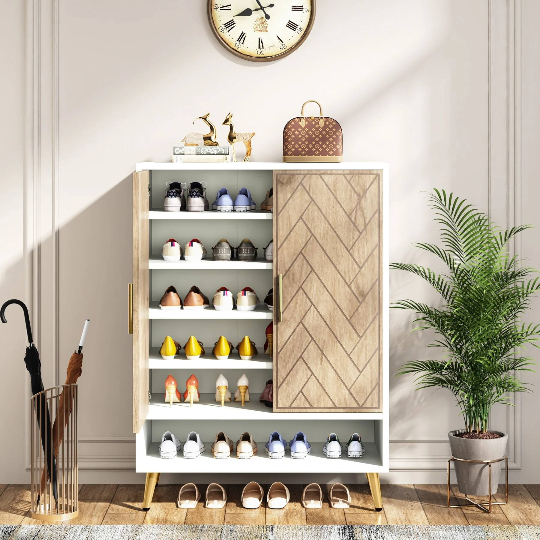 6-Tier 24 Pairs Shoe Storage Cabinet with Doors