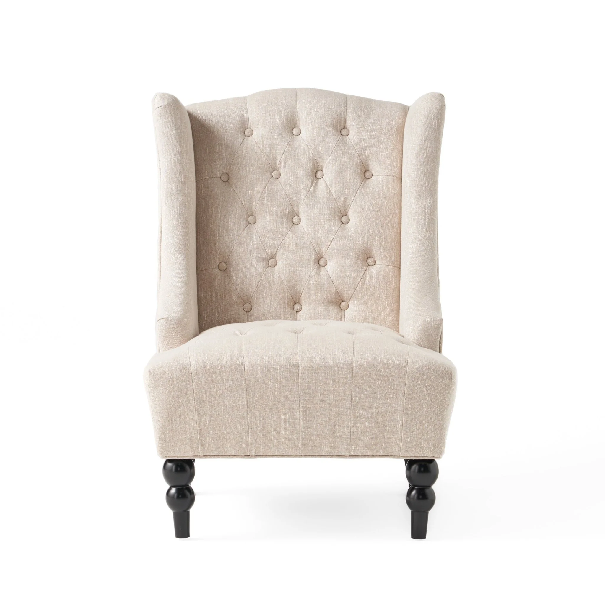 Upholstered Accent Chair with Diamond Tufted Wing Back