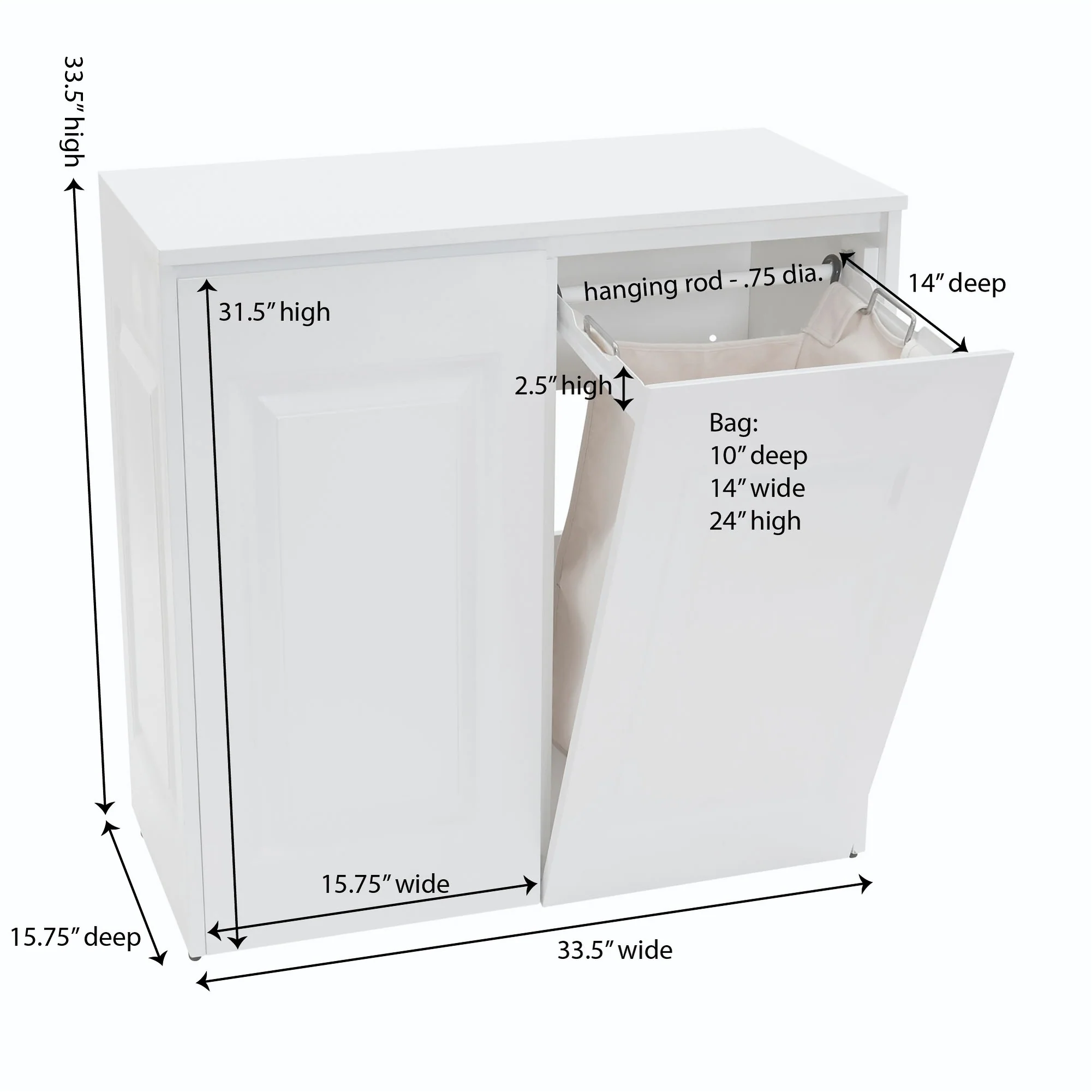 Household Essentials Double Hamper Cabinet, Wood Grain