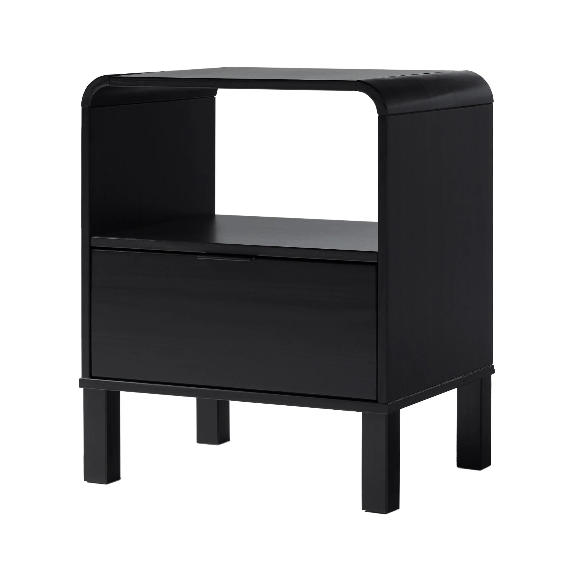 Curved-Top Solid Wood Nightstand with Drawer