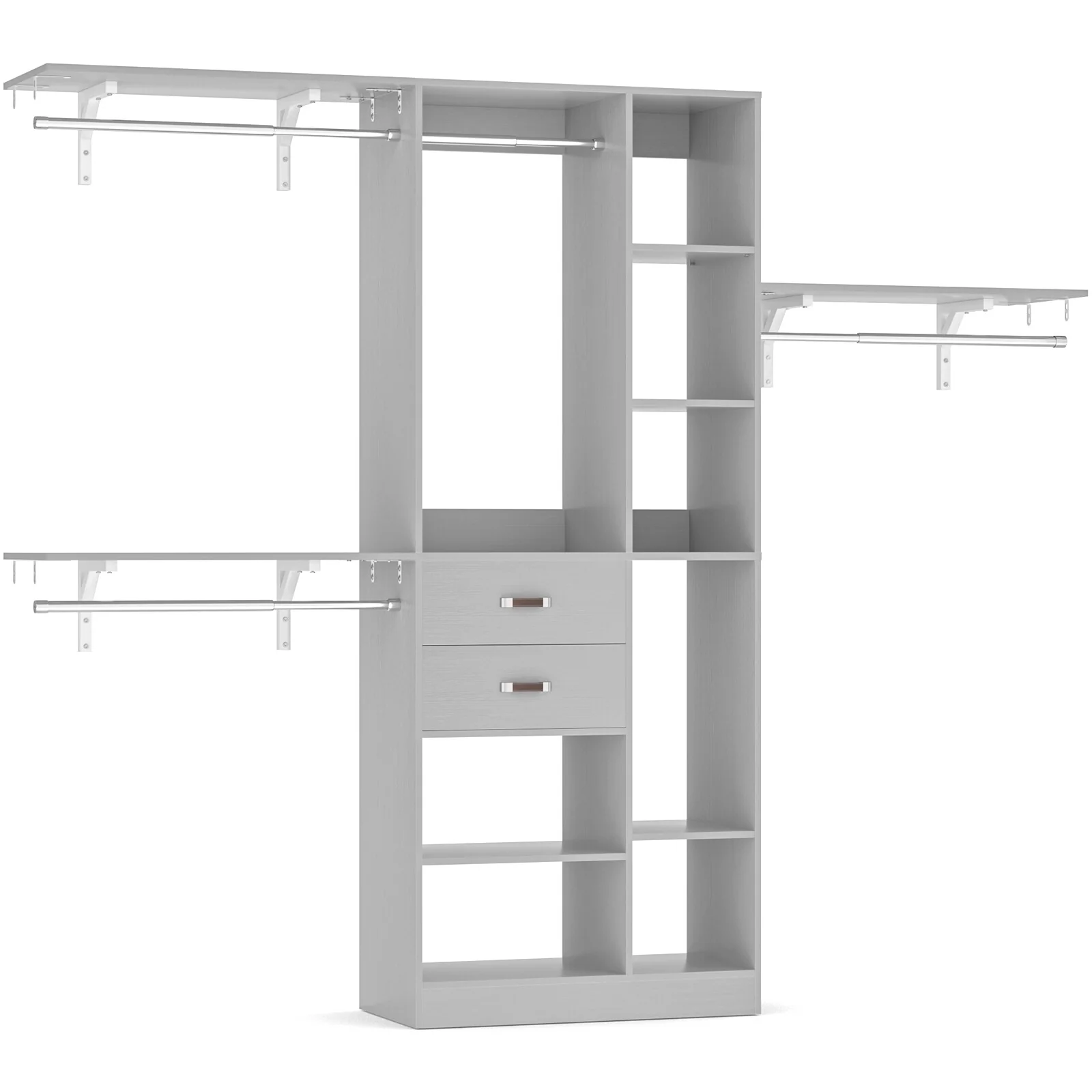 31.5'' to 96'' W Closet Organizer System with Drawers and Tower Shelves for Reach-in and Walk-in Closet