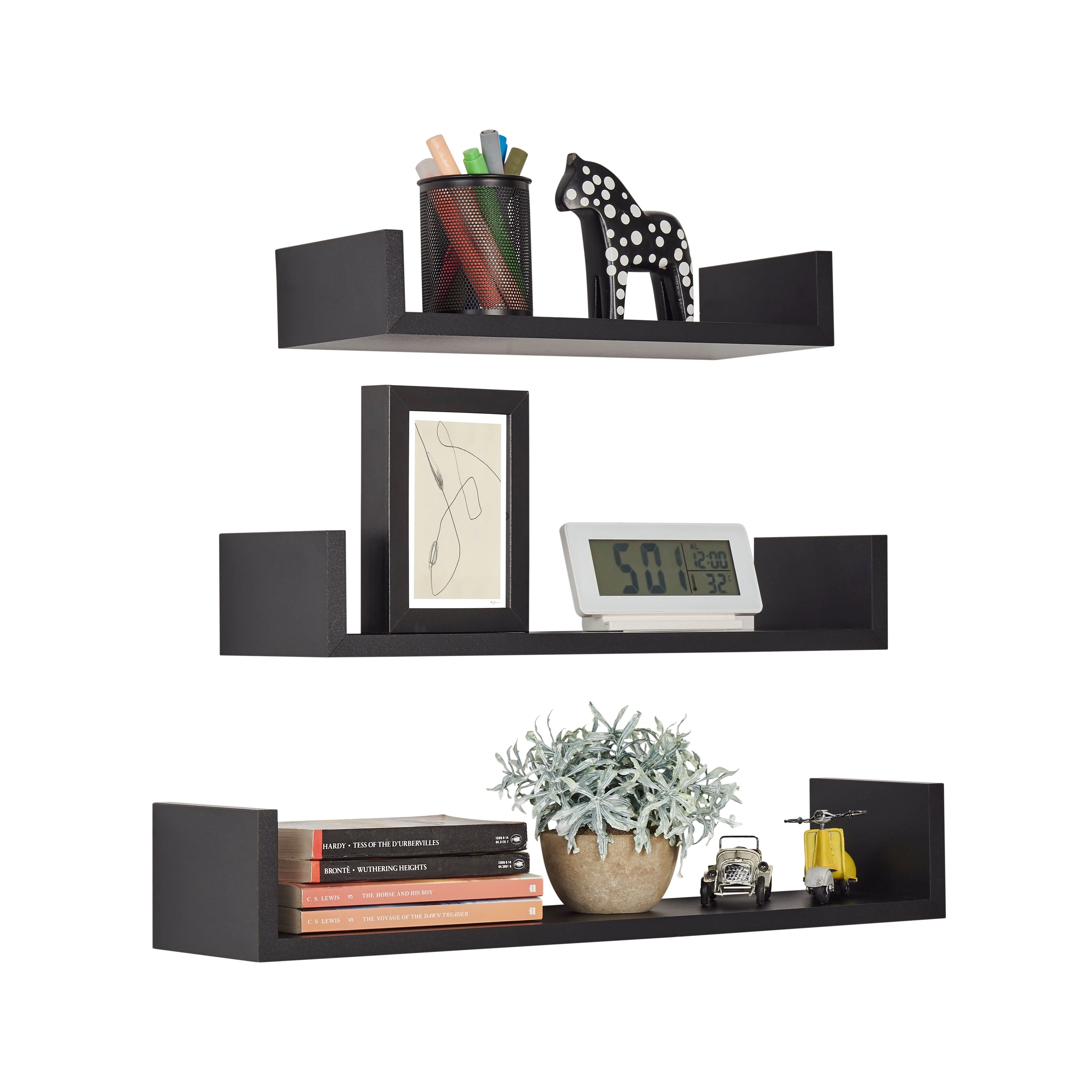 Danya B. Aalto U-Shaped Floating Wall Shelves - Set of 3