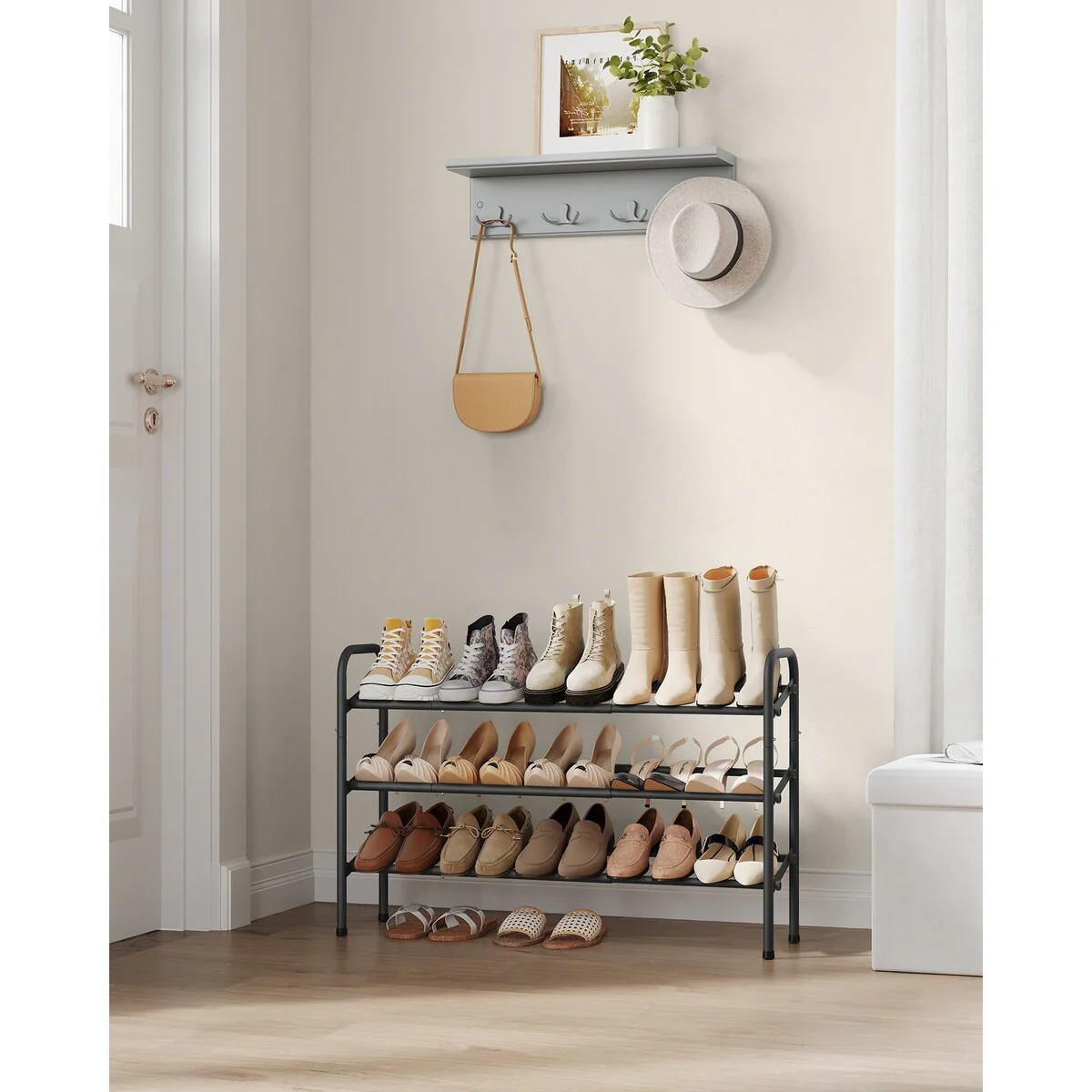 SONGMICS 3-Tier Shoe Rack, 20 Pairs Metal Shoe Organizer