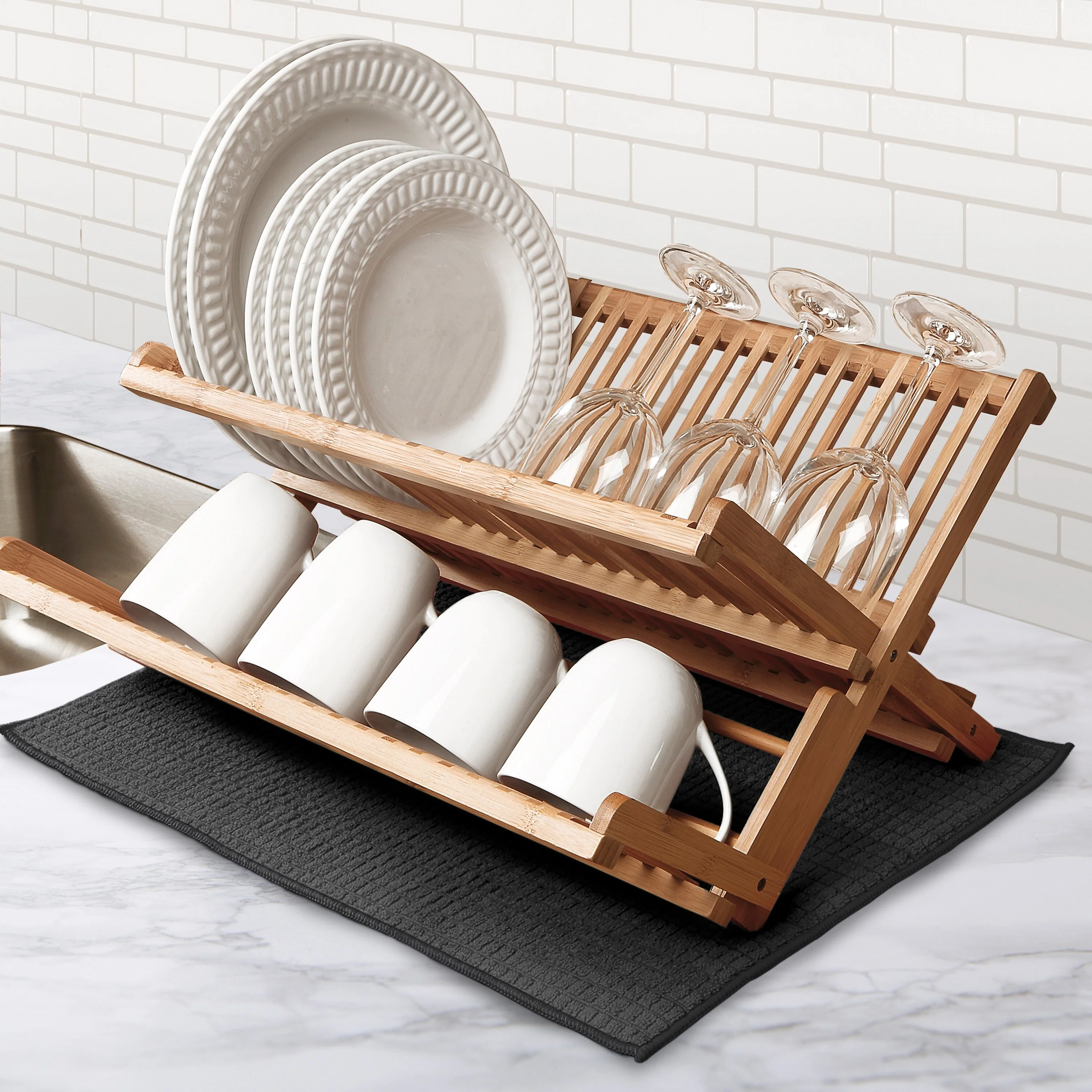 Kitchen Details Microfiber Drying Mat in Black - 15