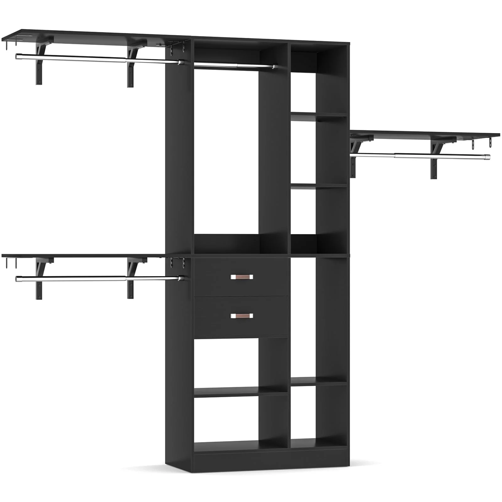 31.5'' to 96'' W Closet Organizer System with Drawers and Tower Shelves for Reach-in and Walk-in Closet