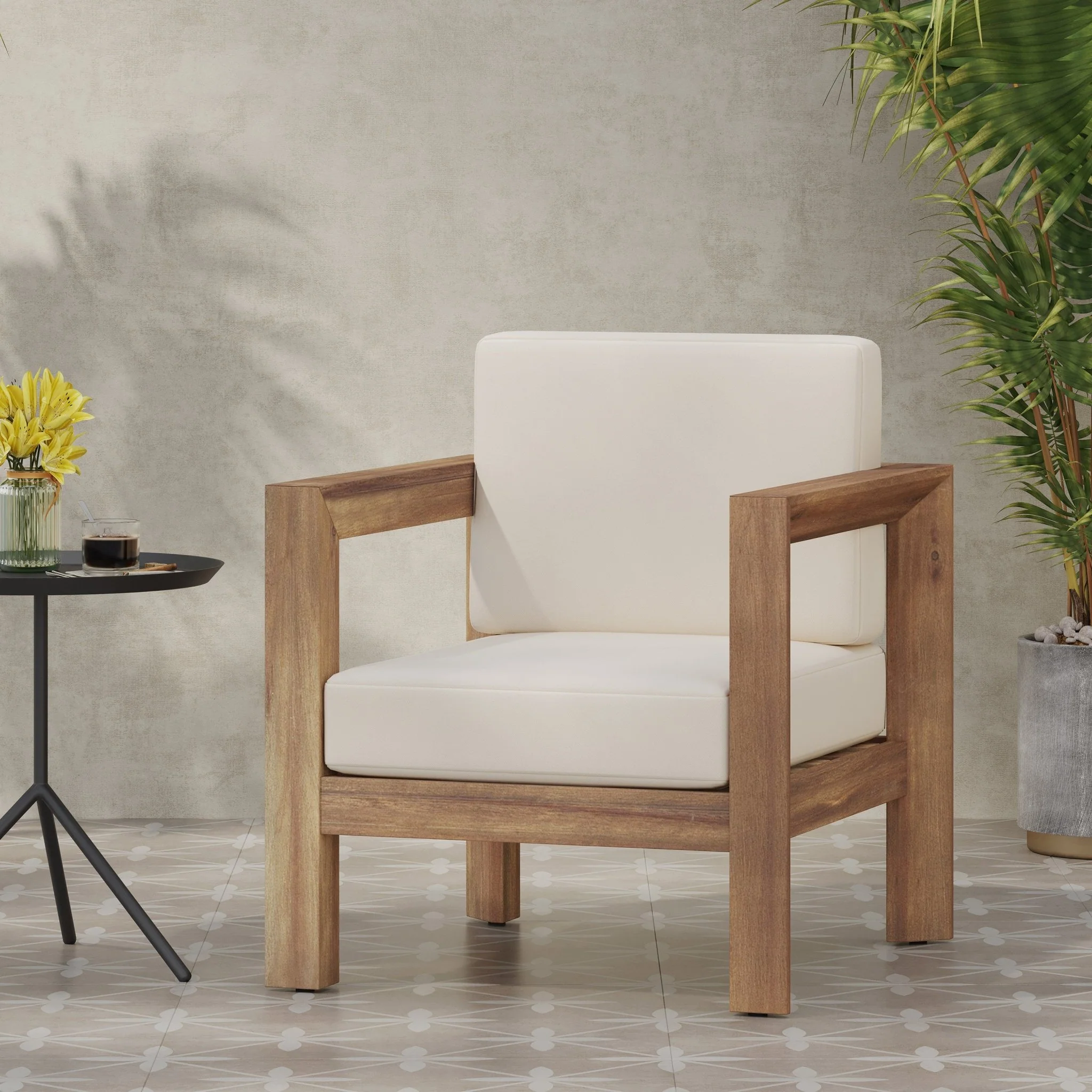 Outdoor Club Chair with Cushion and A Shape Legs