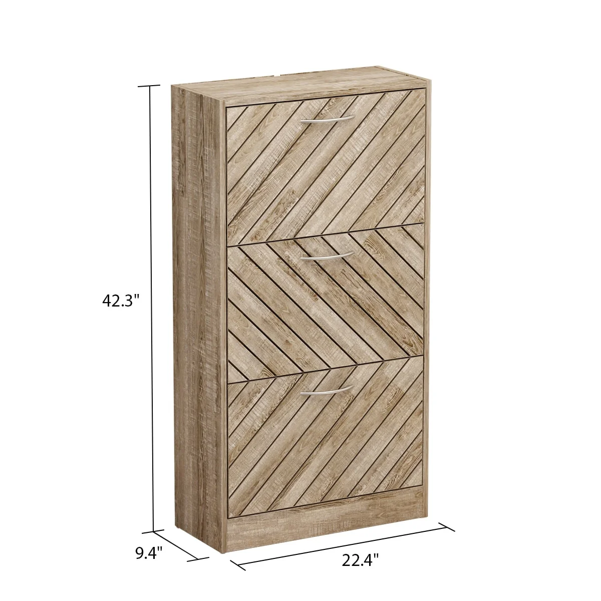 FUFU&GAGA Freestanding 3 Flip Drawers Shoe Cabinet Storage Organizer