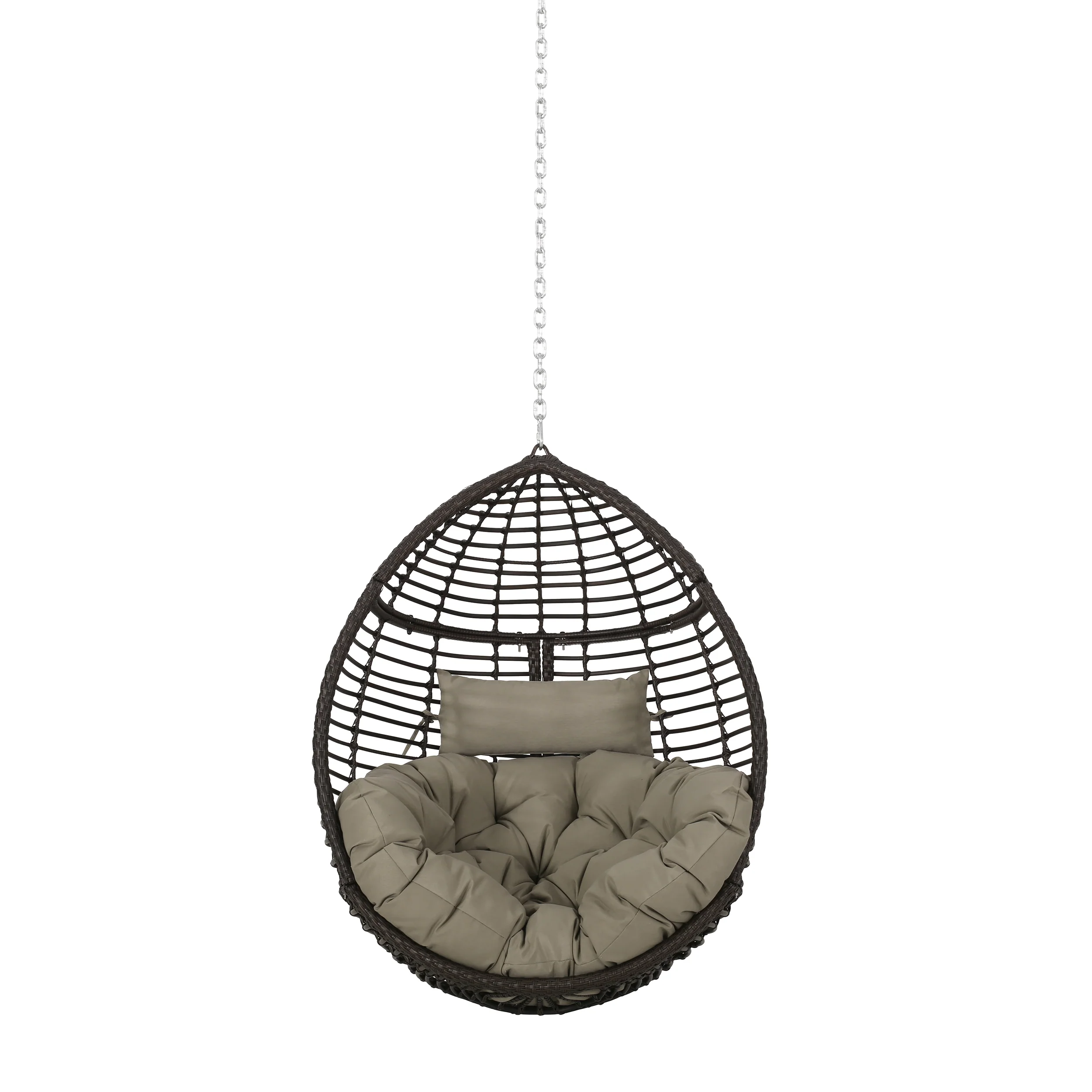 Relished Outdoor Rattan Hanging Chair with Seat Cushion and Teardrop Shape