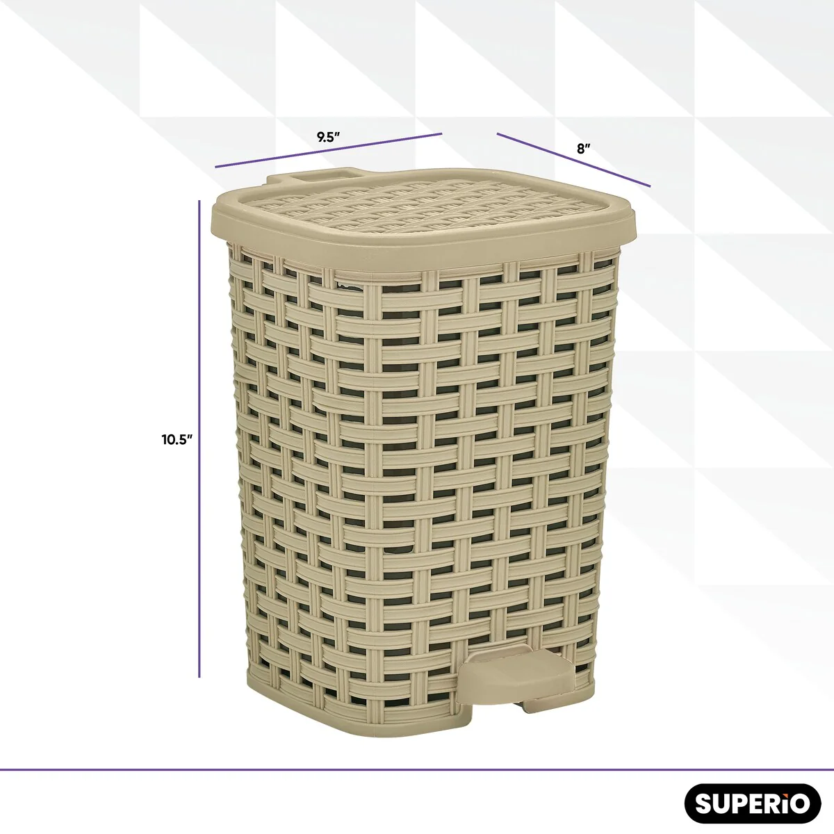 Superio Rattan Step On Trash Can with Removable Liner