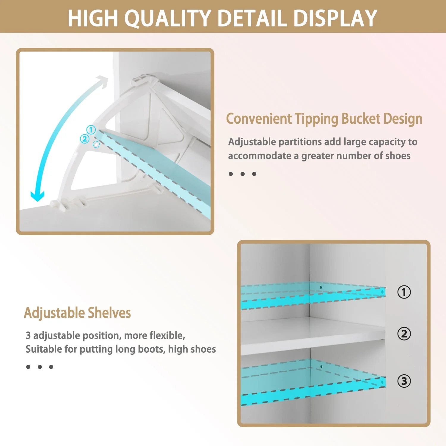 Shoe Cabinet with 3 Flip Drawers & Boot Rack Narrow Shoe Rack