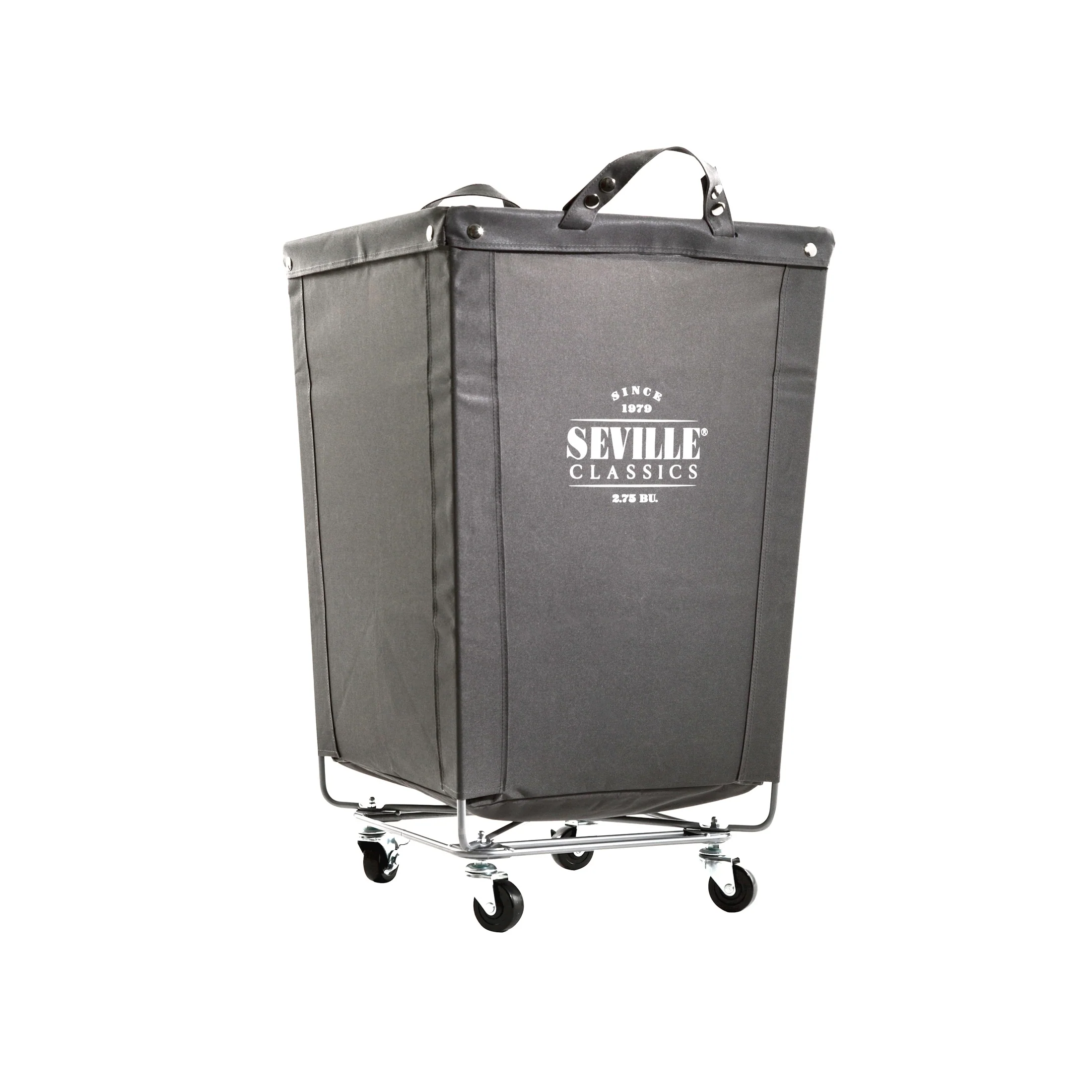 Seville Classics Commercial Heavy-Duty Canvas Laundry Removable Basket Hamper with Wheels, 18.25