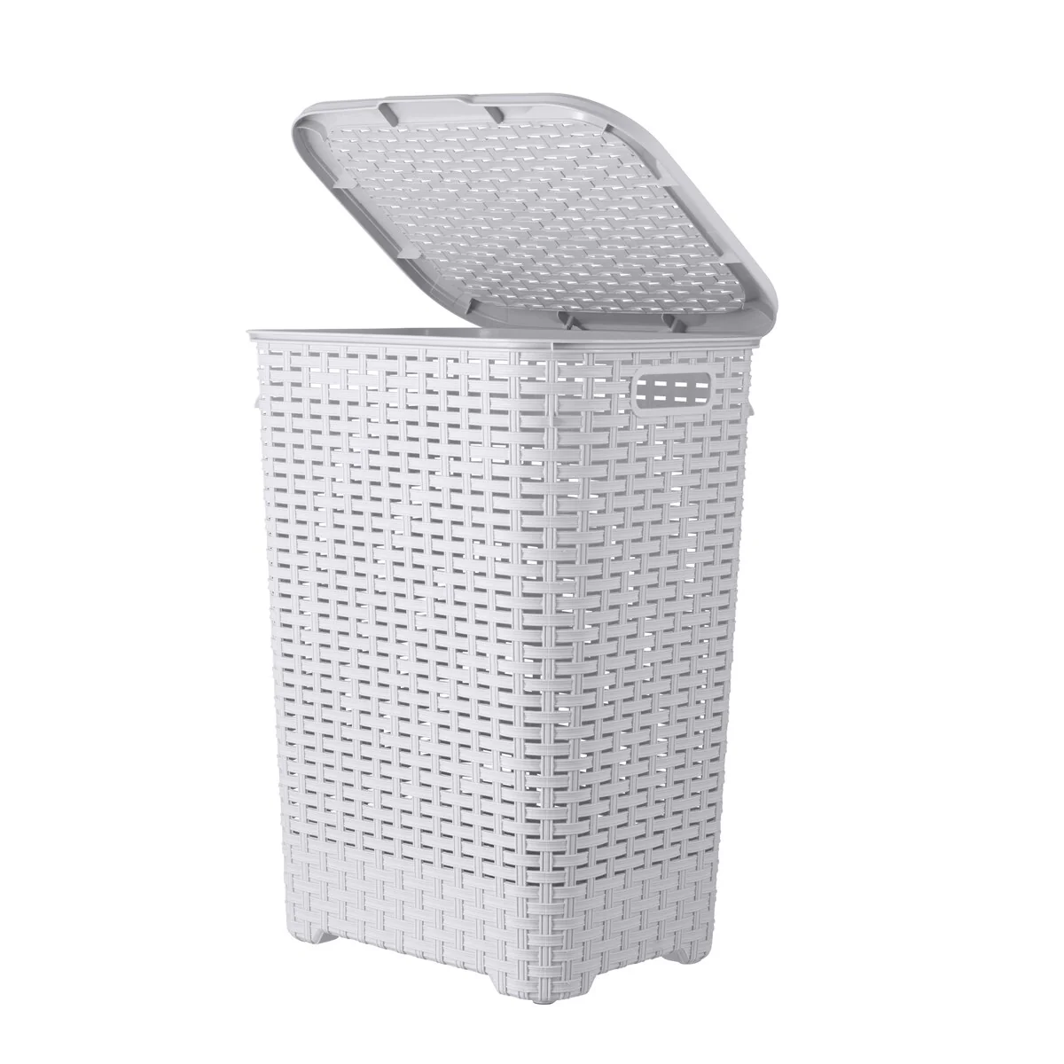 Superio Plastic Wicker Laundry Hamper with Lid Large Capacity - Capacity: 60l