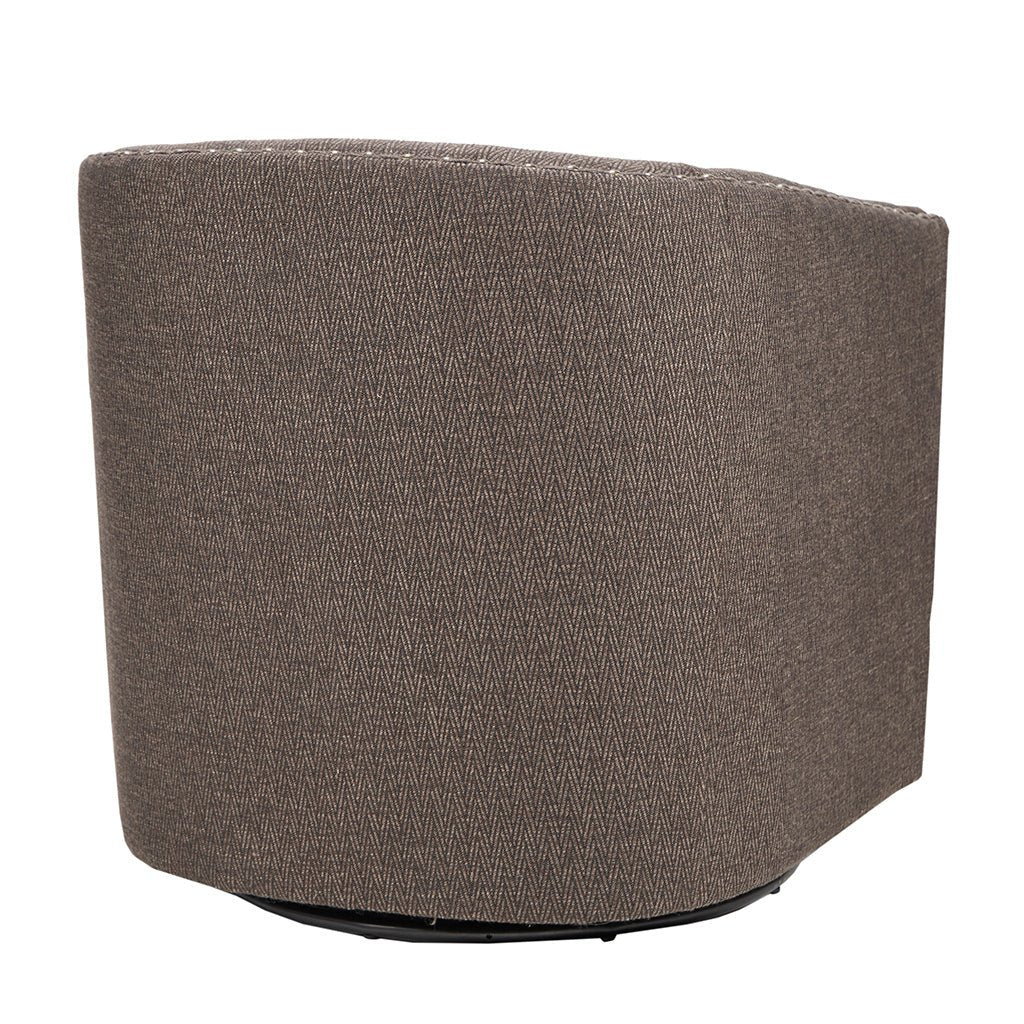 Fantasyy Upholstered Swivel Chair with Nailhead Trim and Curved Design