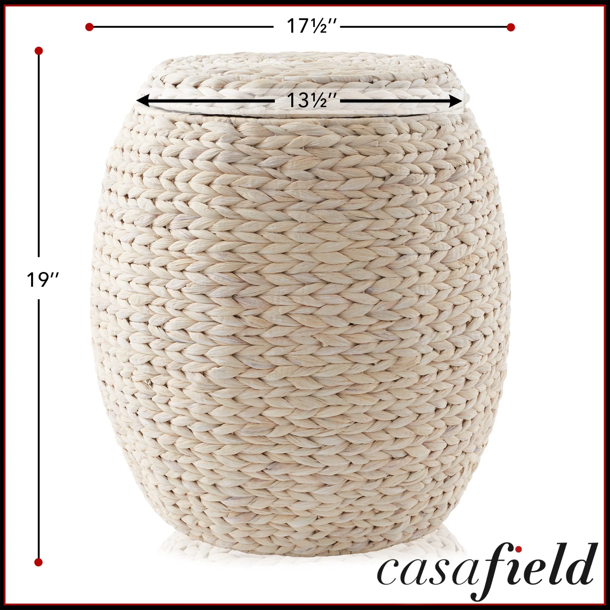 Round Water Hyacinth Storage BasketHamper with Lid