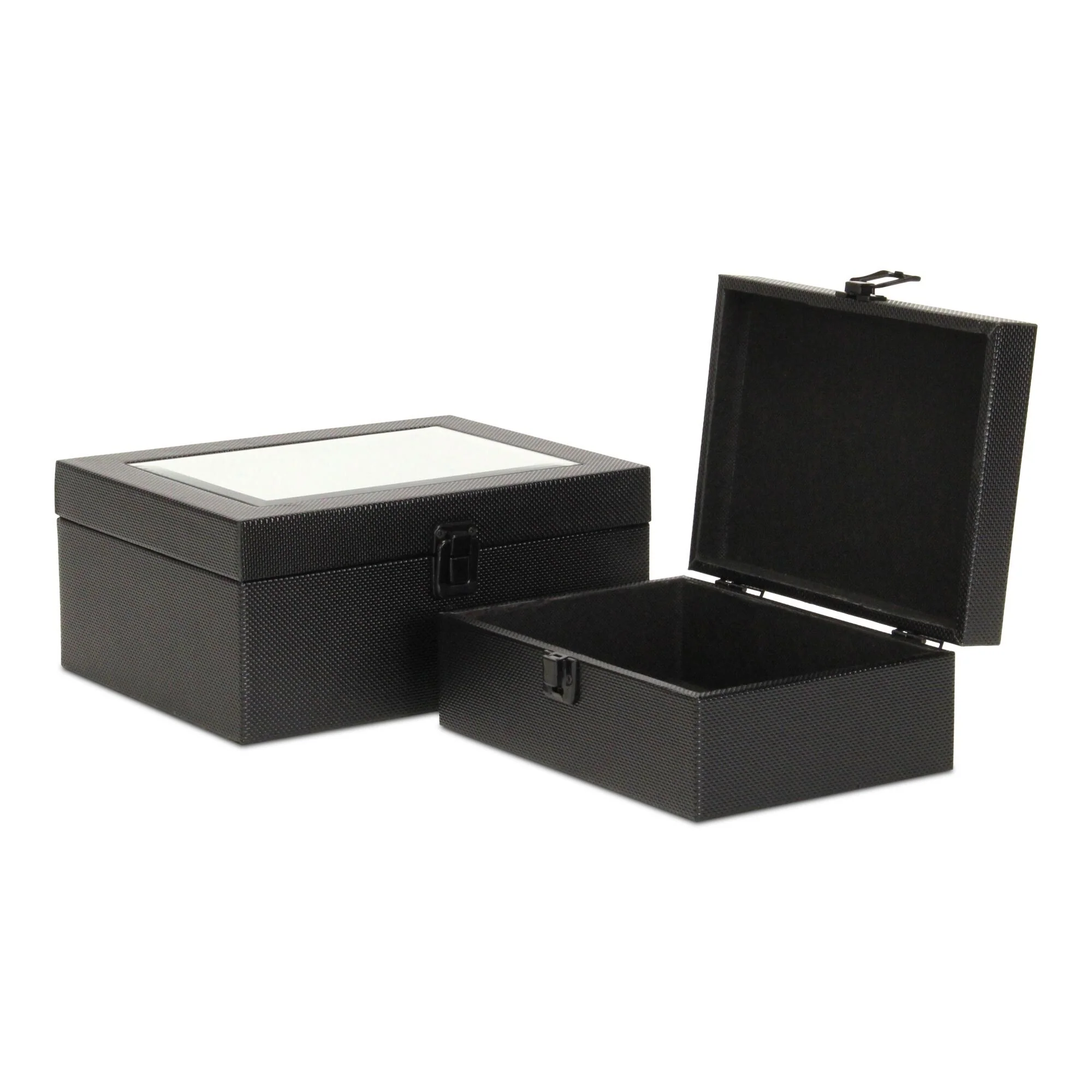 Woven Pattern Mirrored Storage Box Set - 10.25