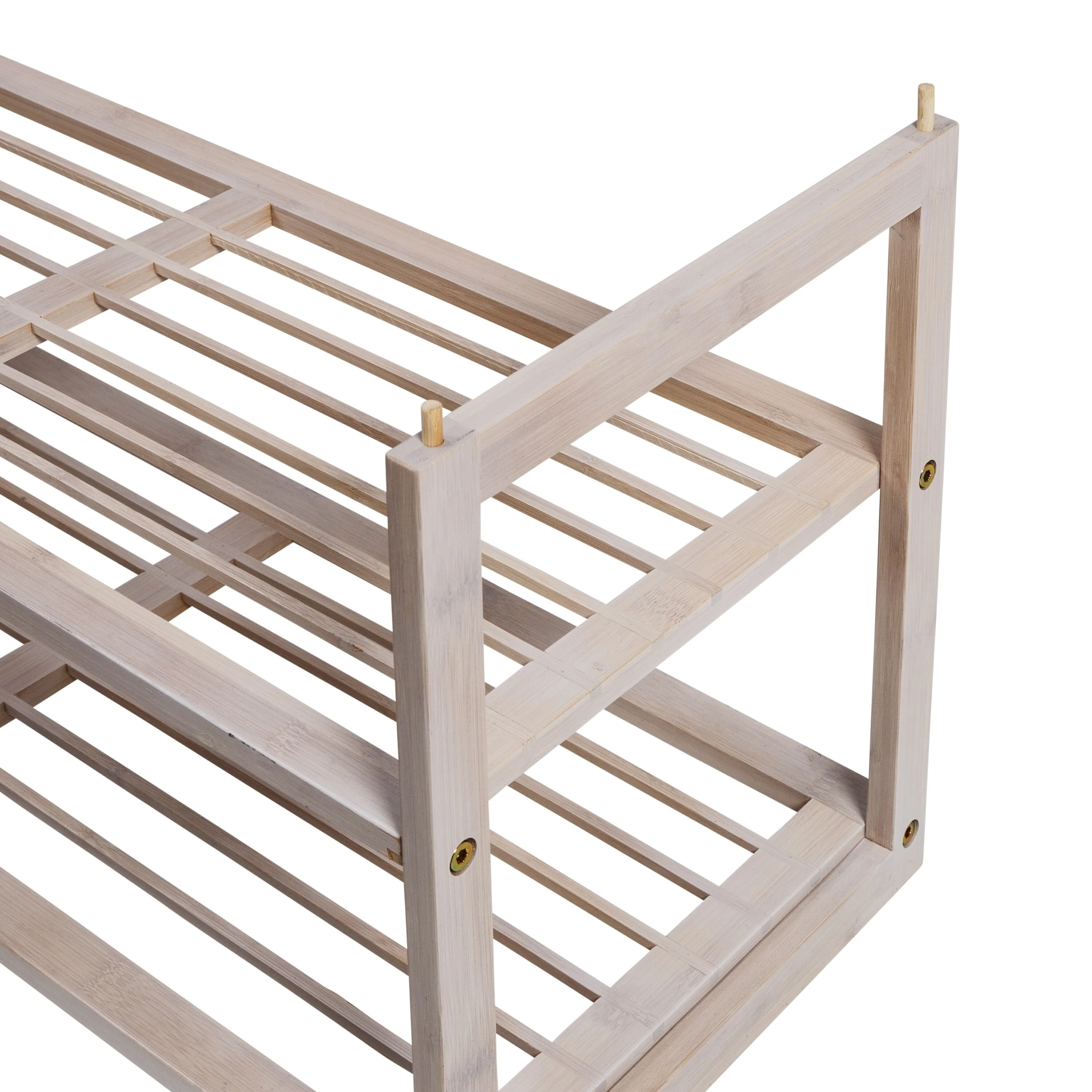Honey-Can-Do White Wash 2-Tier Stackable 6-Pair Shoe Rack
