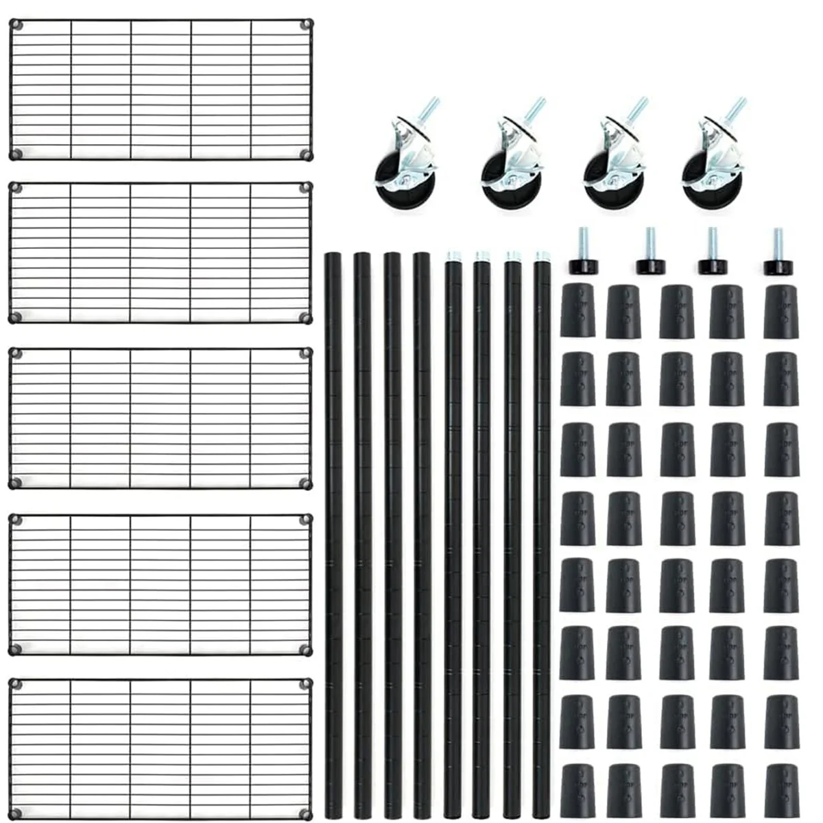 4/5-Tier Steel Shelving on Wheels with Shelf Liners Versatile Rack
