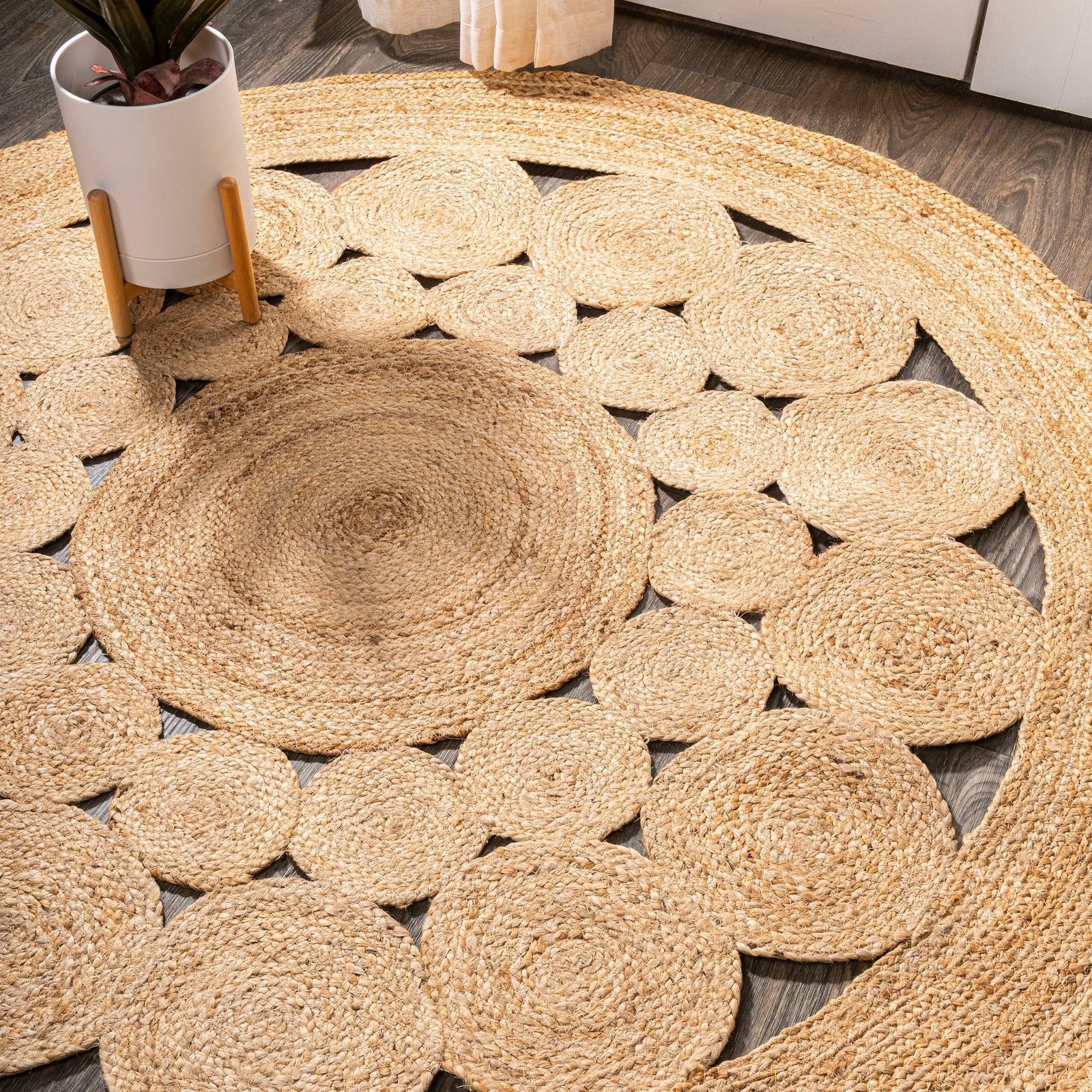 Cassia Natural Jute Boho Circle Natural Area Rug