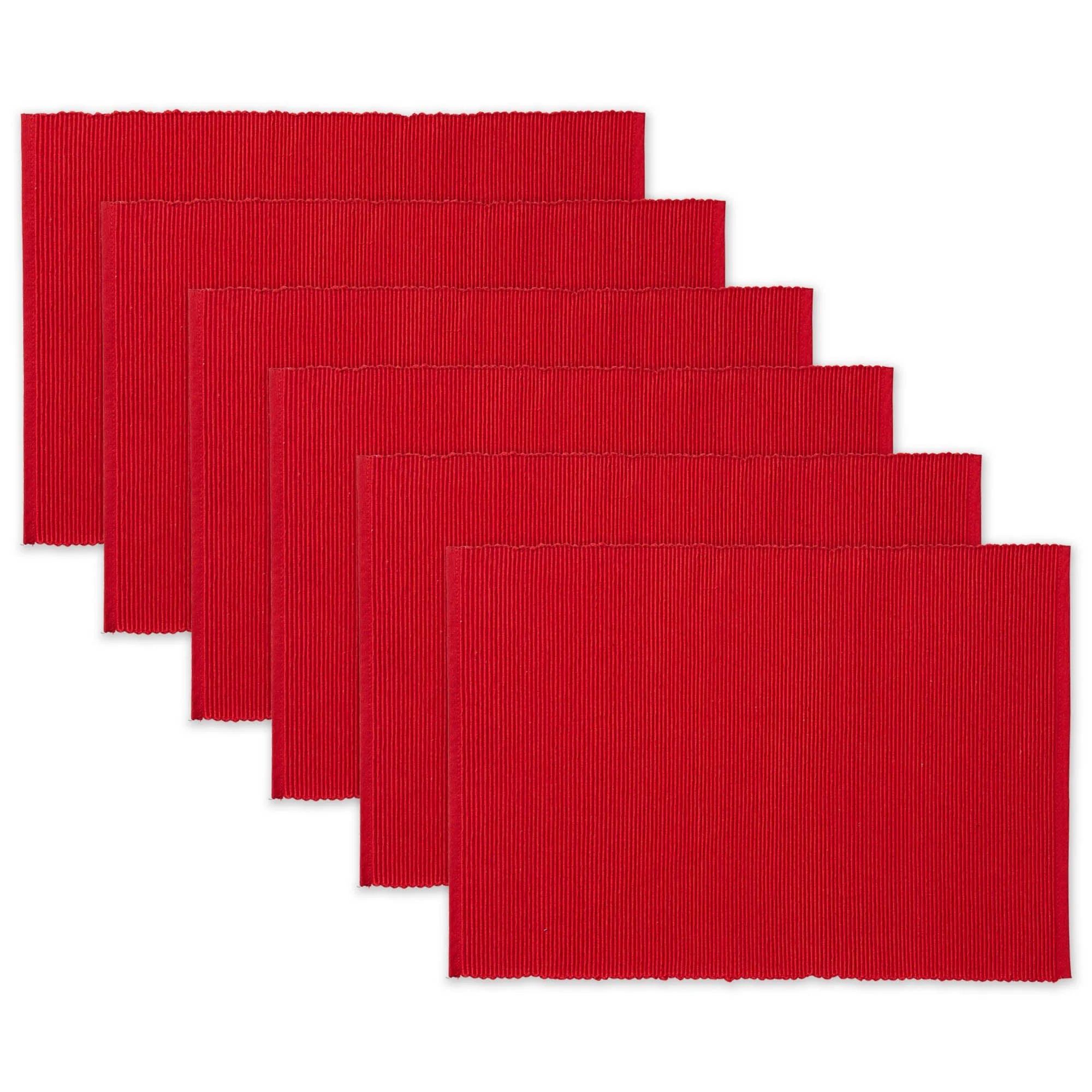 Tango Red Ribbed Placemats, Set Of 6