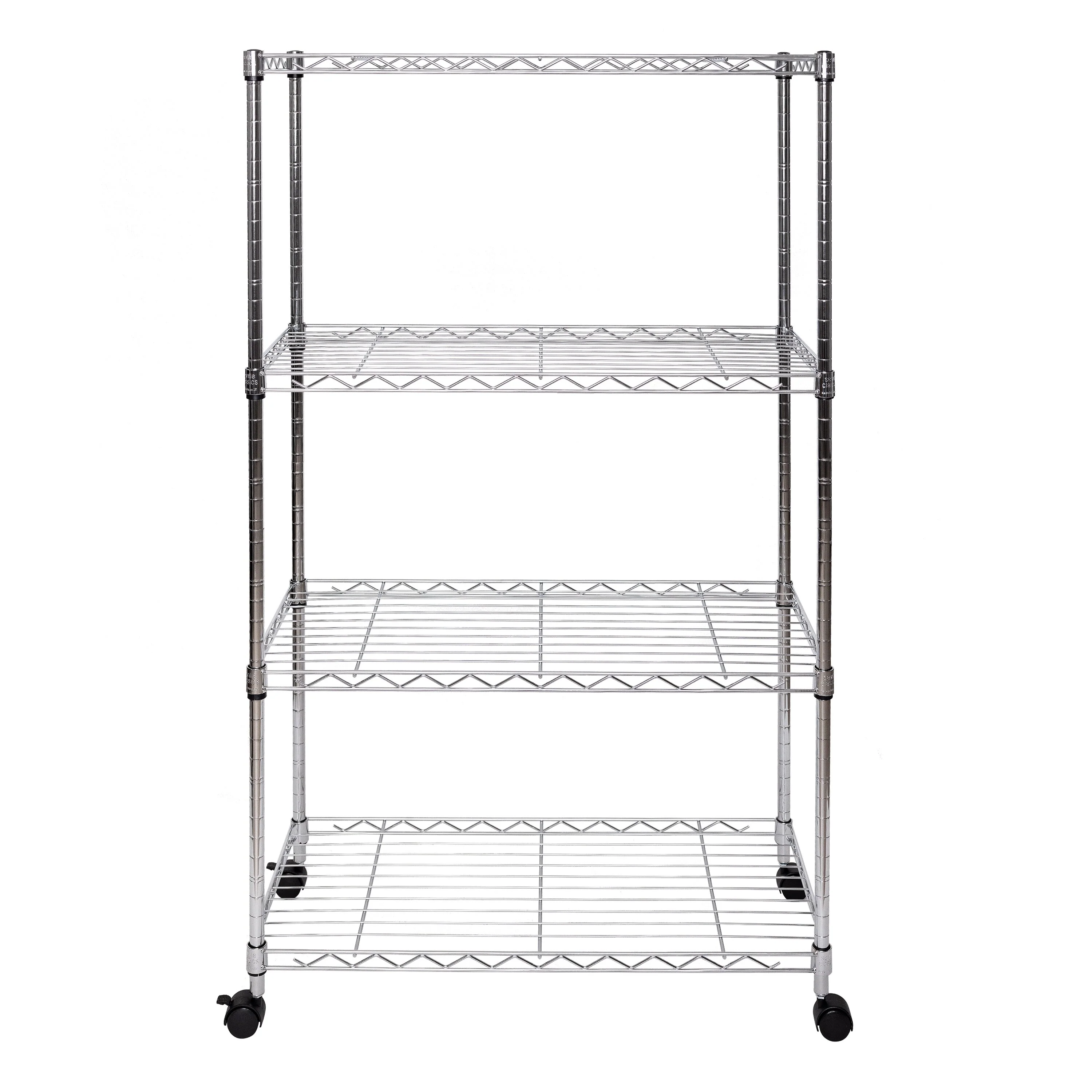 Seville Classics 4-Tier Steel Wire Shelving with Wheels, 30