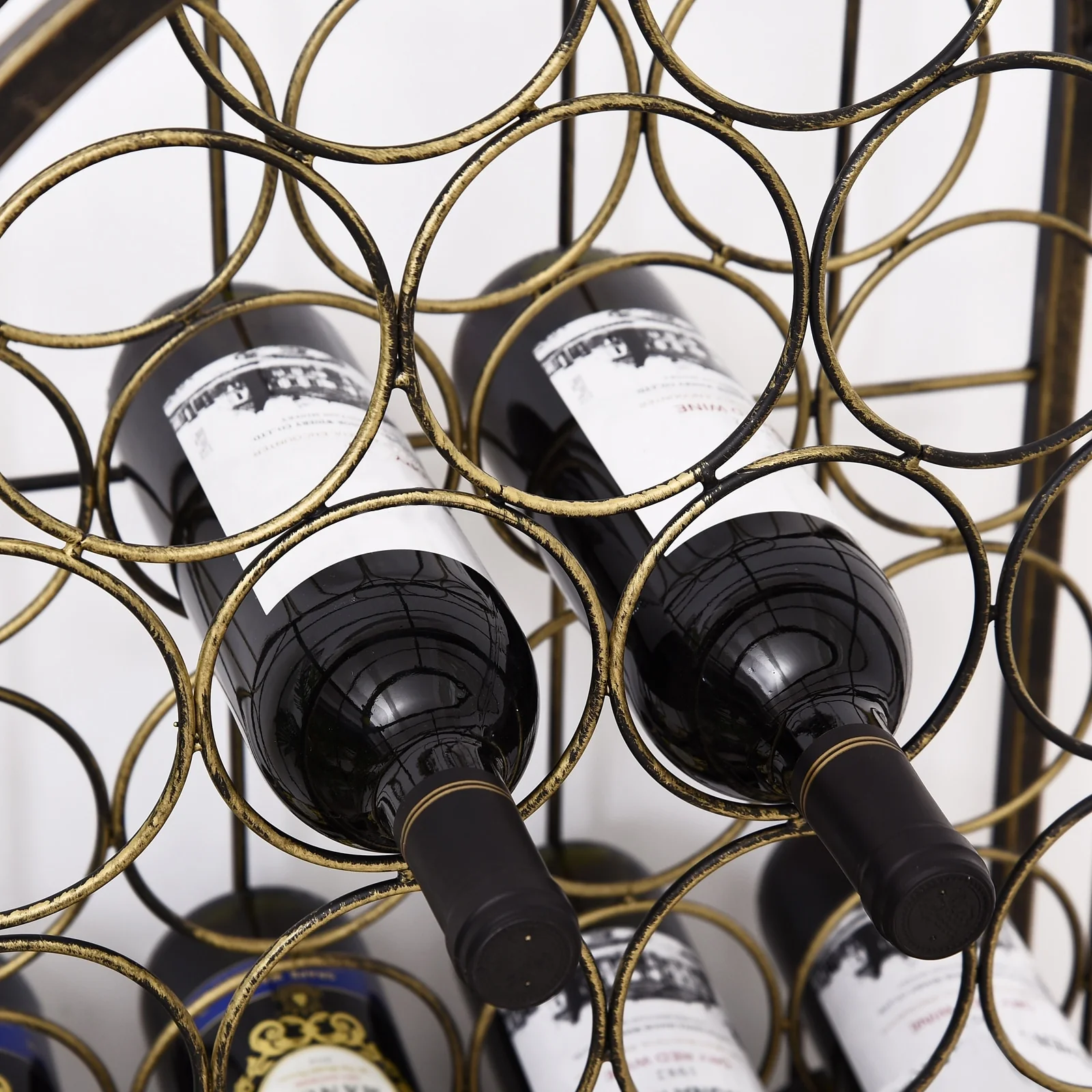 HOMCOM 45 Bottle Wrought Iron Wine Rack Jail with Lock - Antique Bronze - 17.5*14.25*52