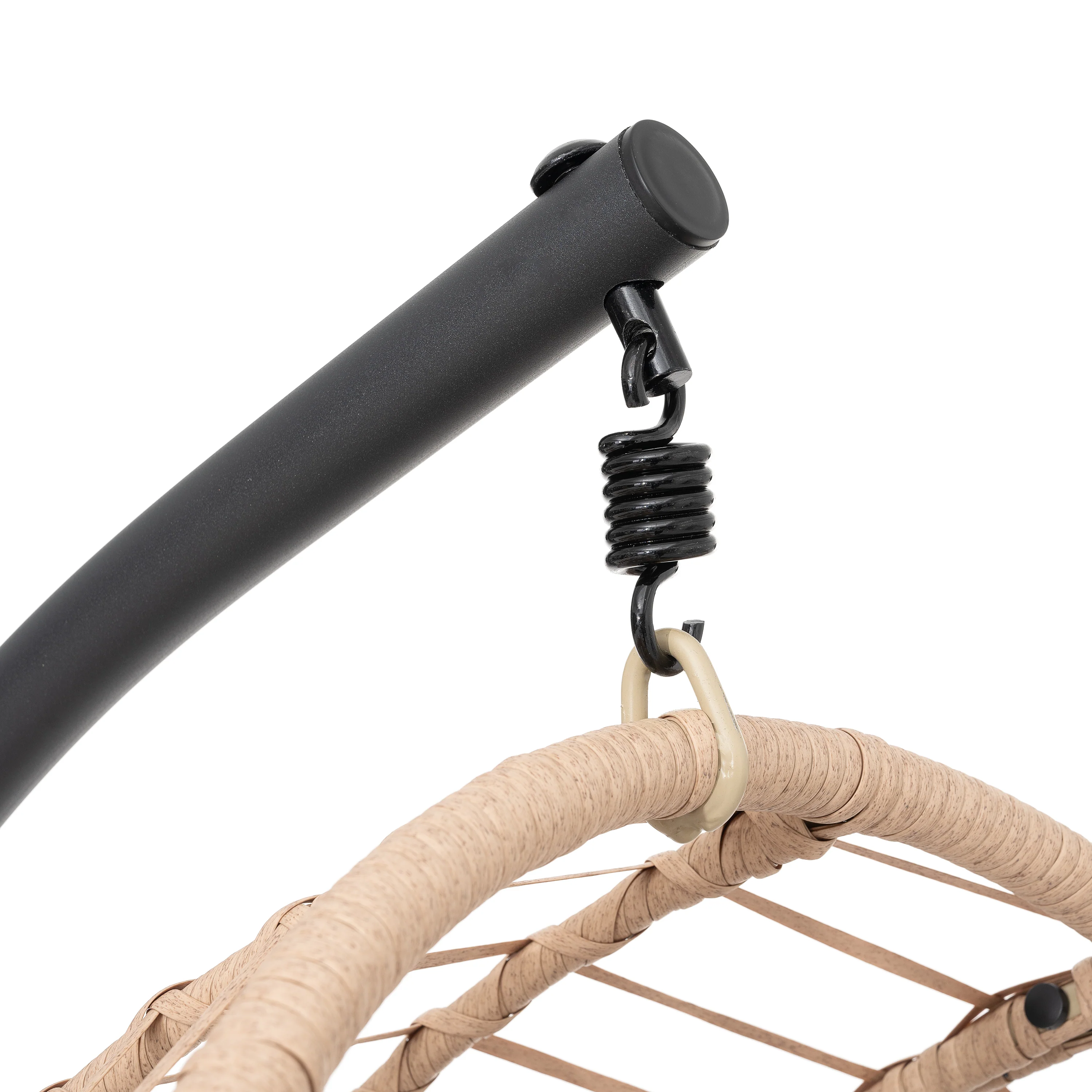 Outdoor Swing Egg Chair with Beige Cushion