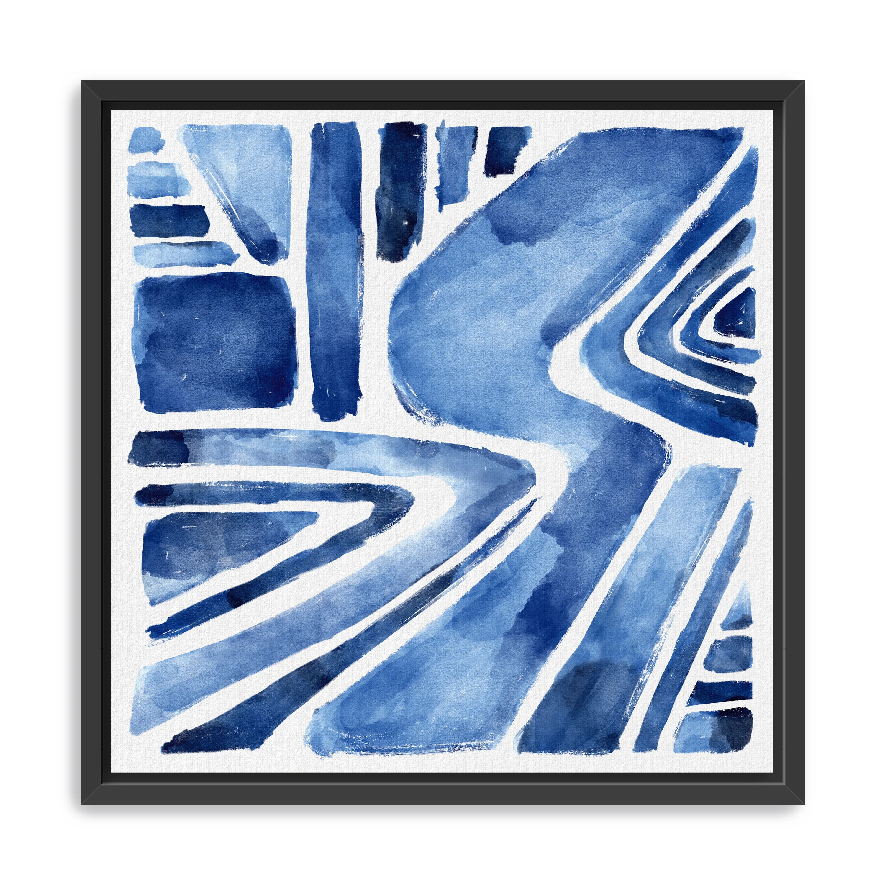 Blue Abstract Geometric Canvas Giclee