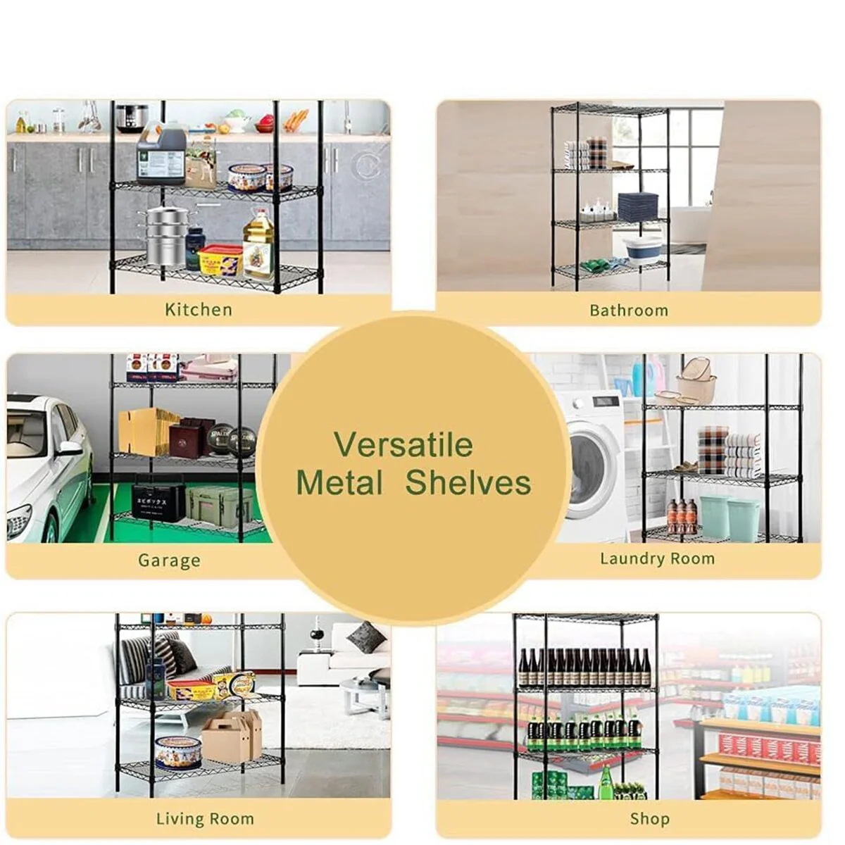 Chrome 4/5-Tier Shelving Unit Heavy-Duty Steel Shelves