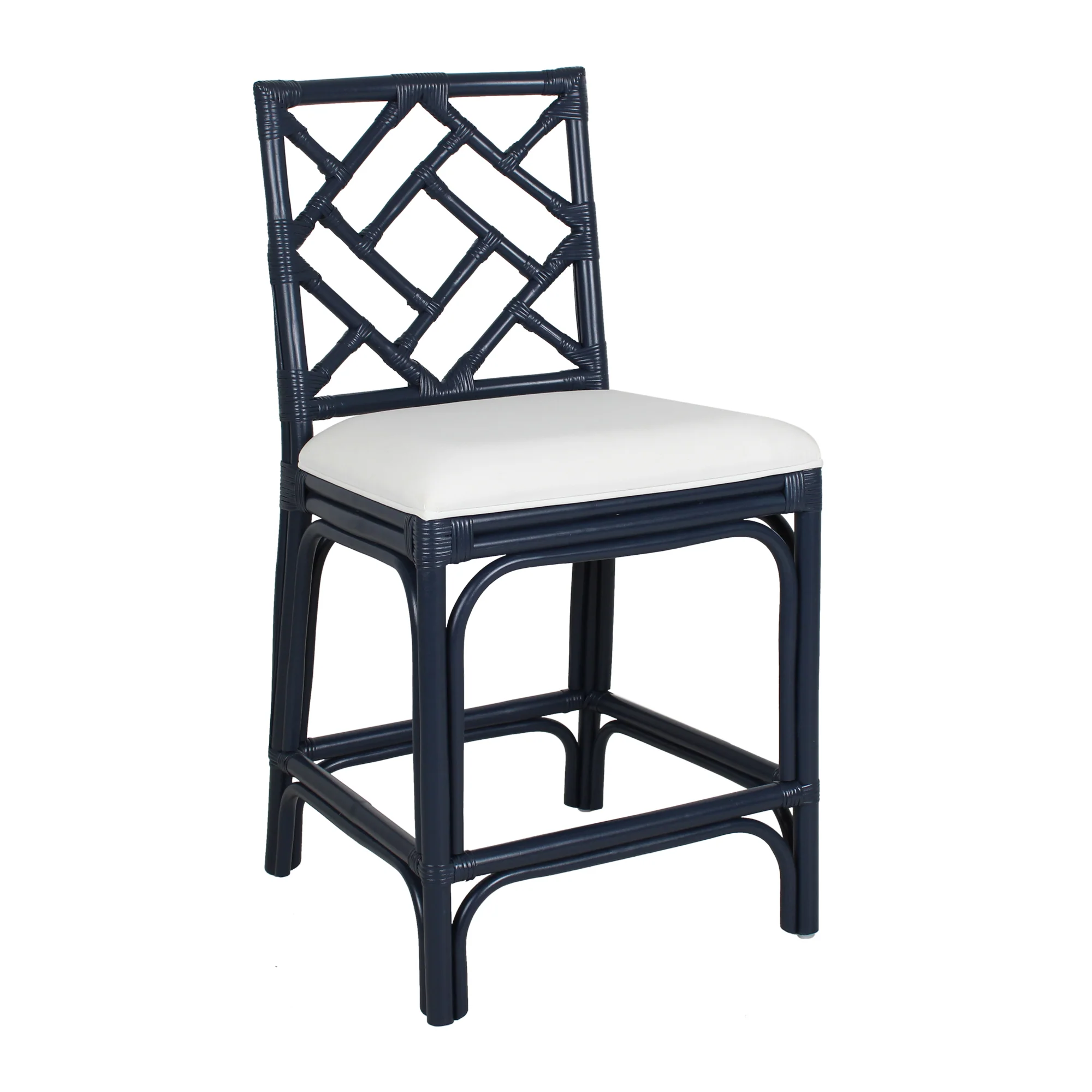 Chippendale Rattan Counter Stool Black