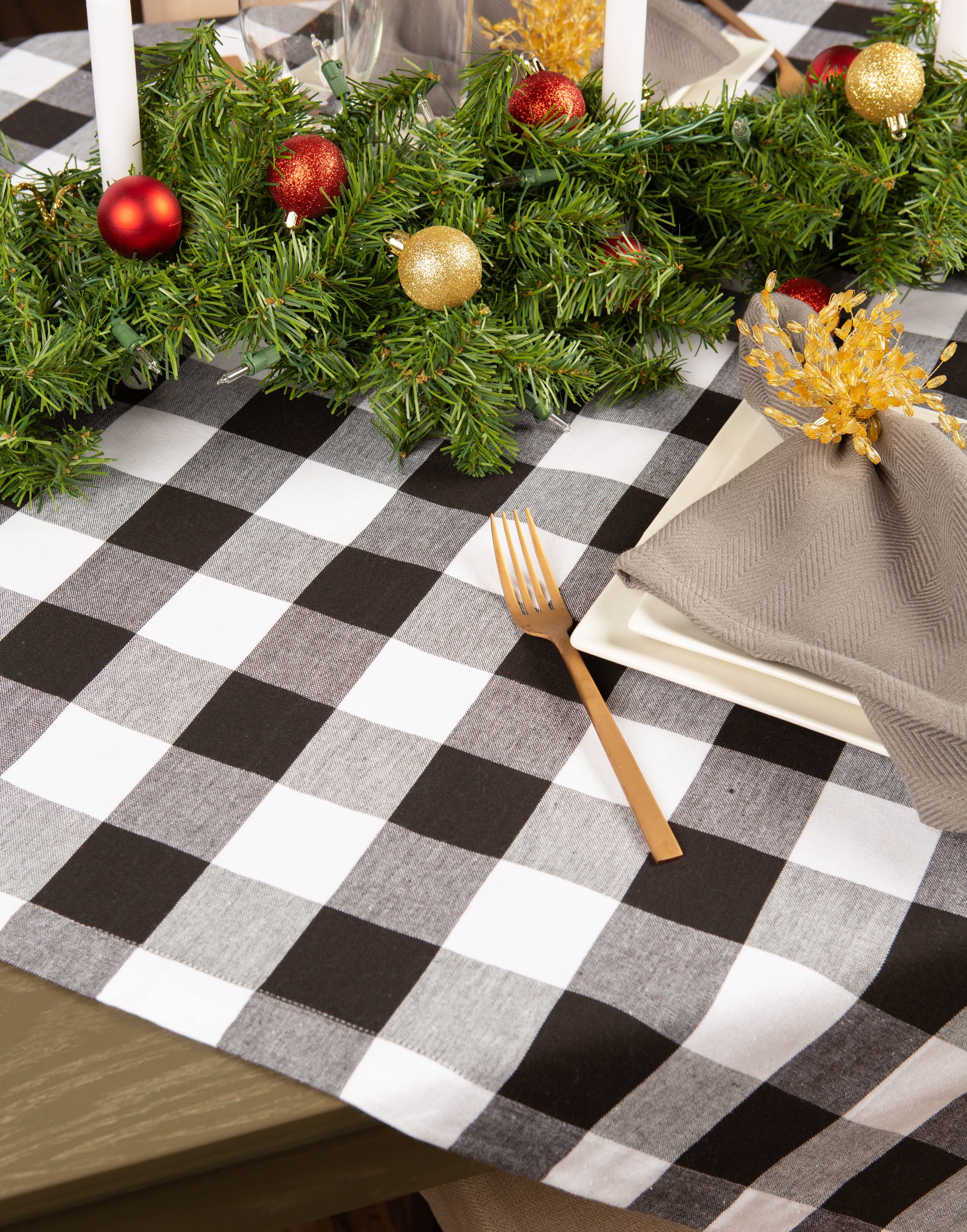 Black Buffalo Check Tablecloth