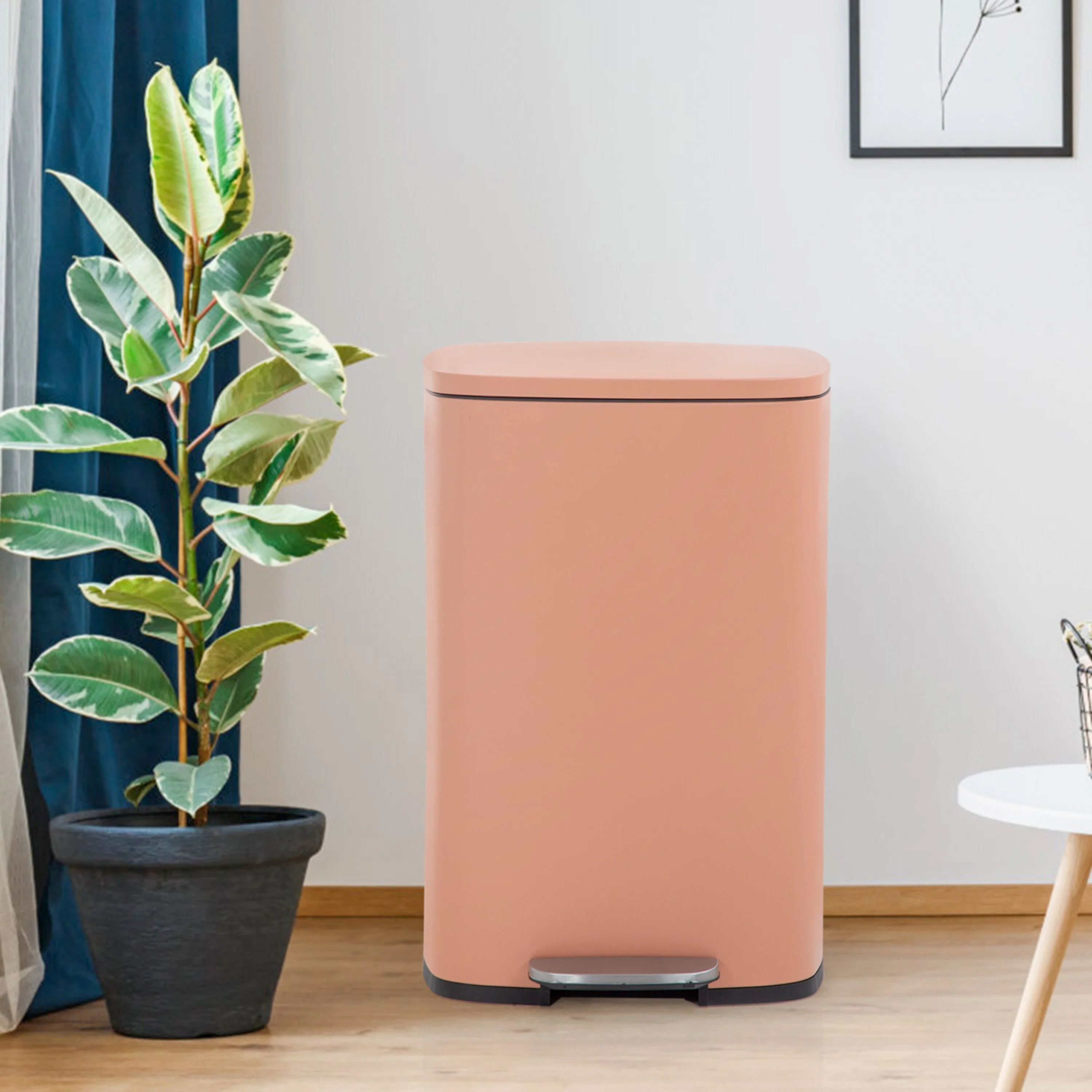 13 Gallon 50 Liter Stainless Steel Step Trash Can with Removable Inner Bucket by Furniture of America