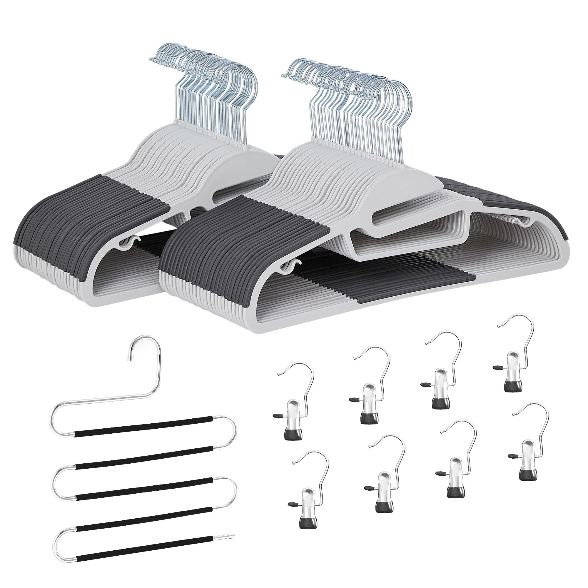 Non-Slip Plastic Clothes Hangers with clips Heavy Duty Dry Wet Clothes Hangers Space-Saving Swivel Hook