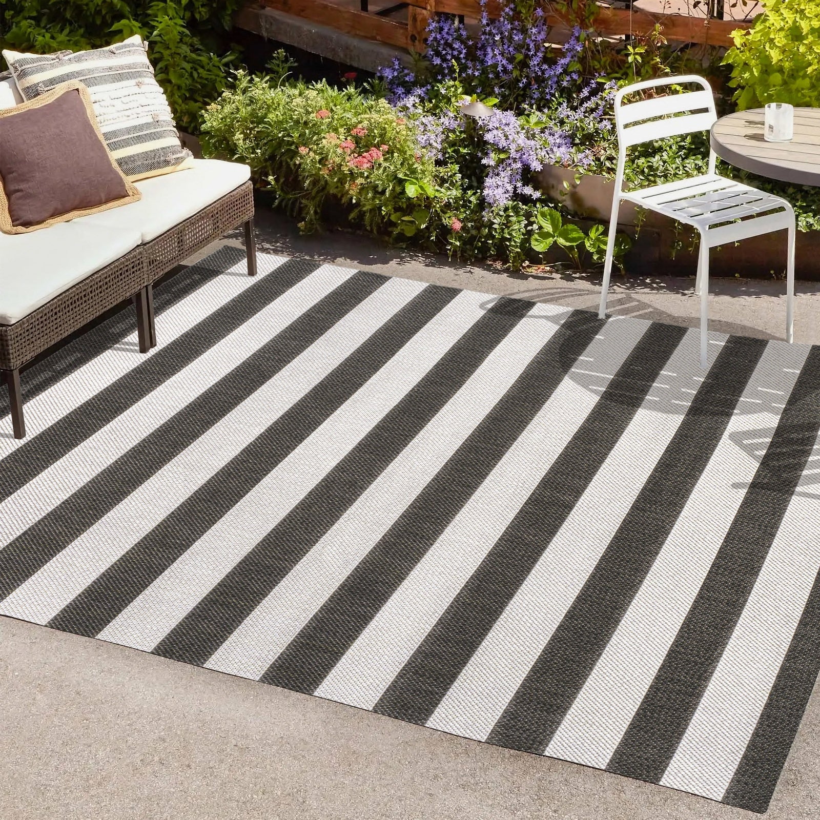 Negril Two-Tone Wide Stripe Indoor/Outdoor Area Rug