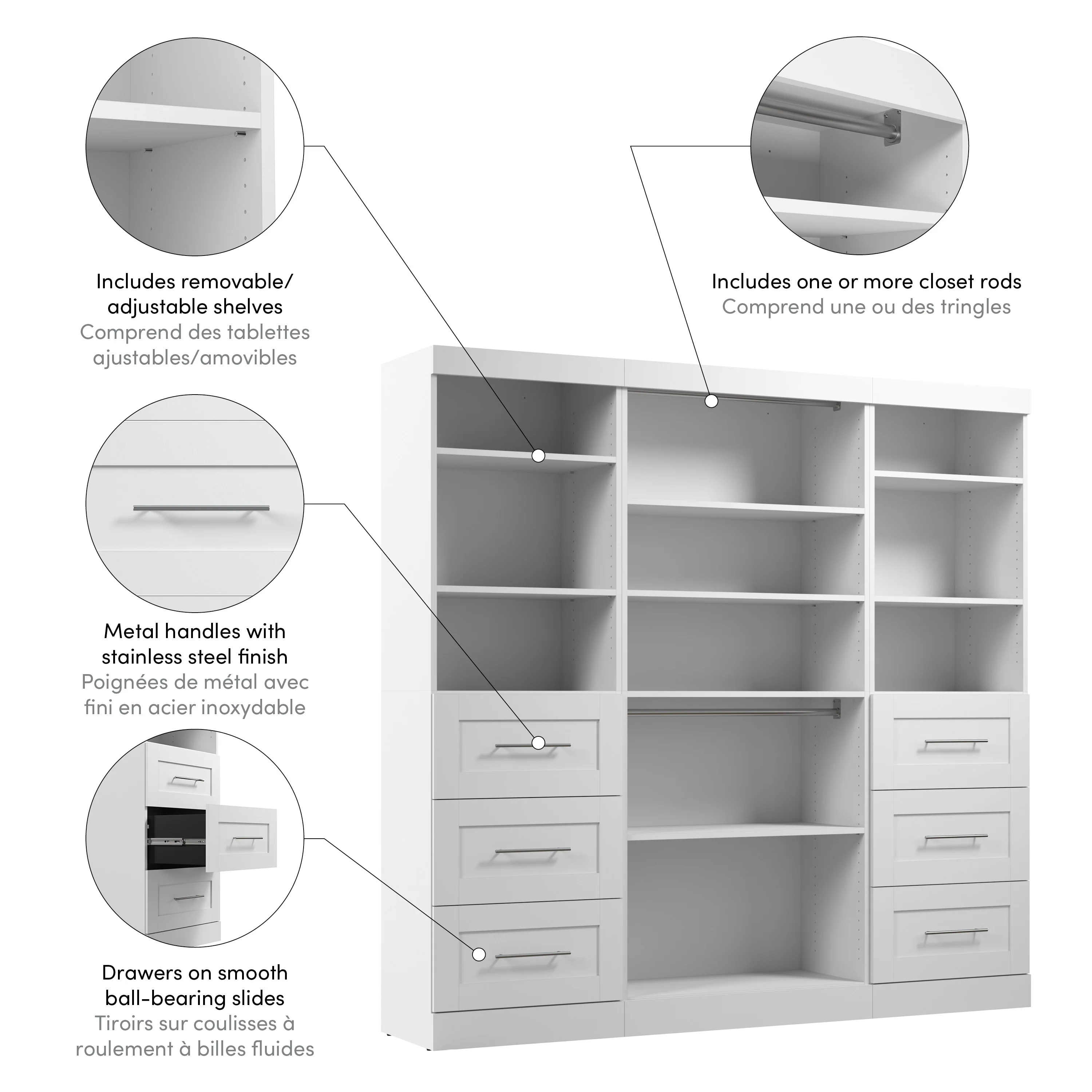 Pur 86W Closet Organization System with Drawers by Bestar - 86
