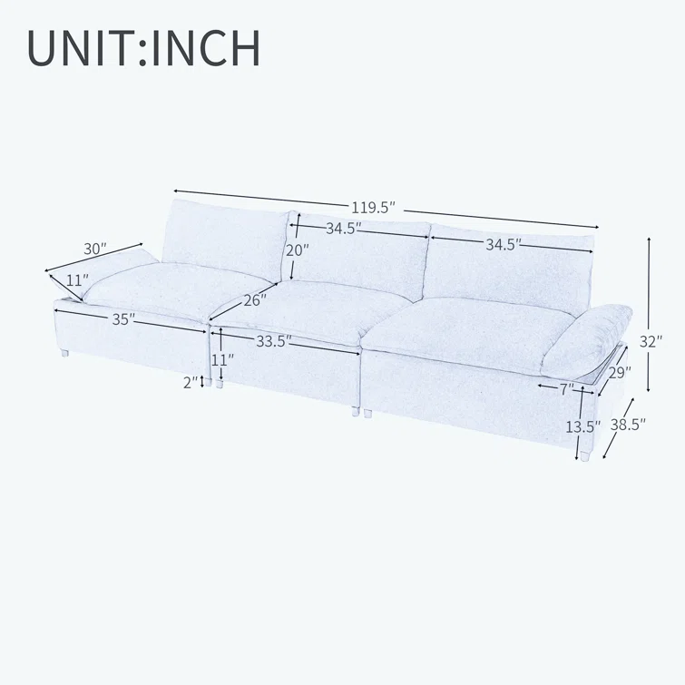 Modern Sofa With Built-in Storage Deep Seating Stylish And Cozy Sofa