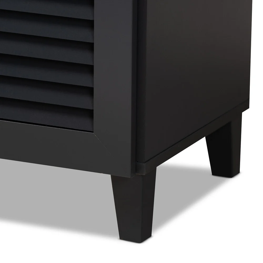 Baxton Studio Contemporary 11-shelf Wood Shoe Storage Cabinet with Drawer