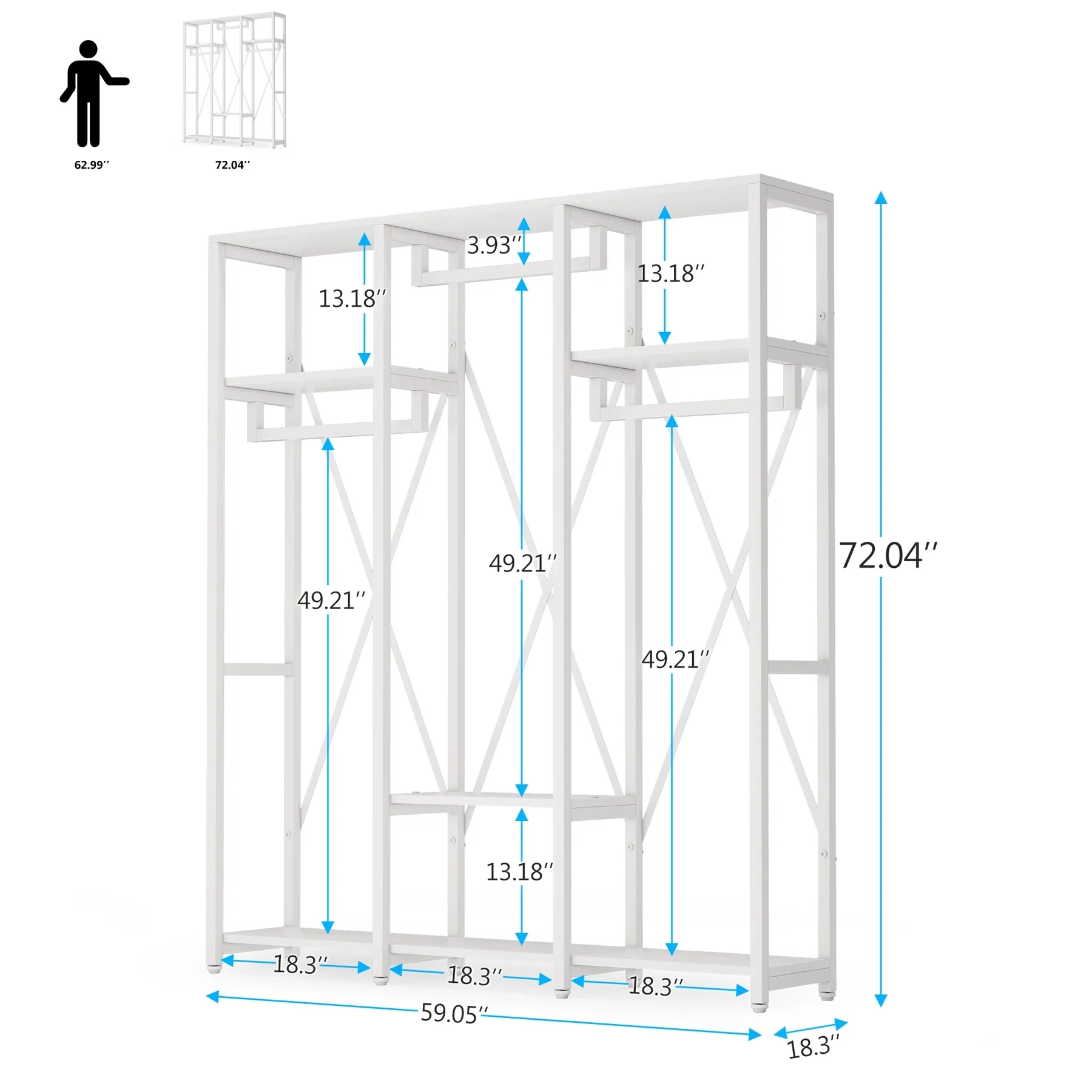Tribesigns FreeStanding Closet Organizer, 3 Rod Garment Rack