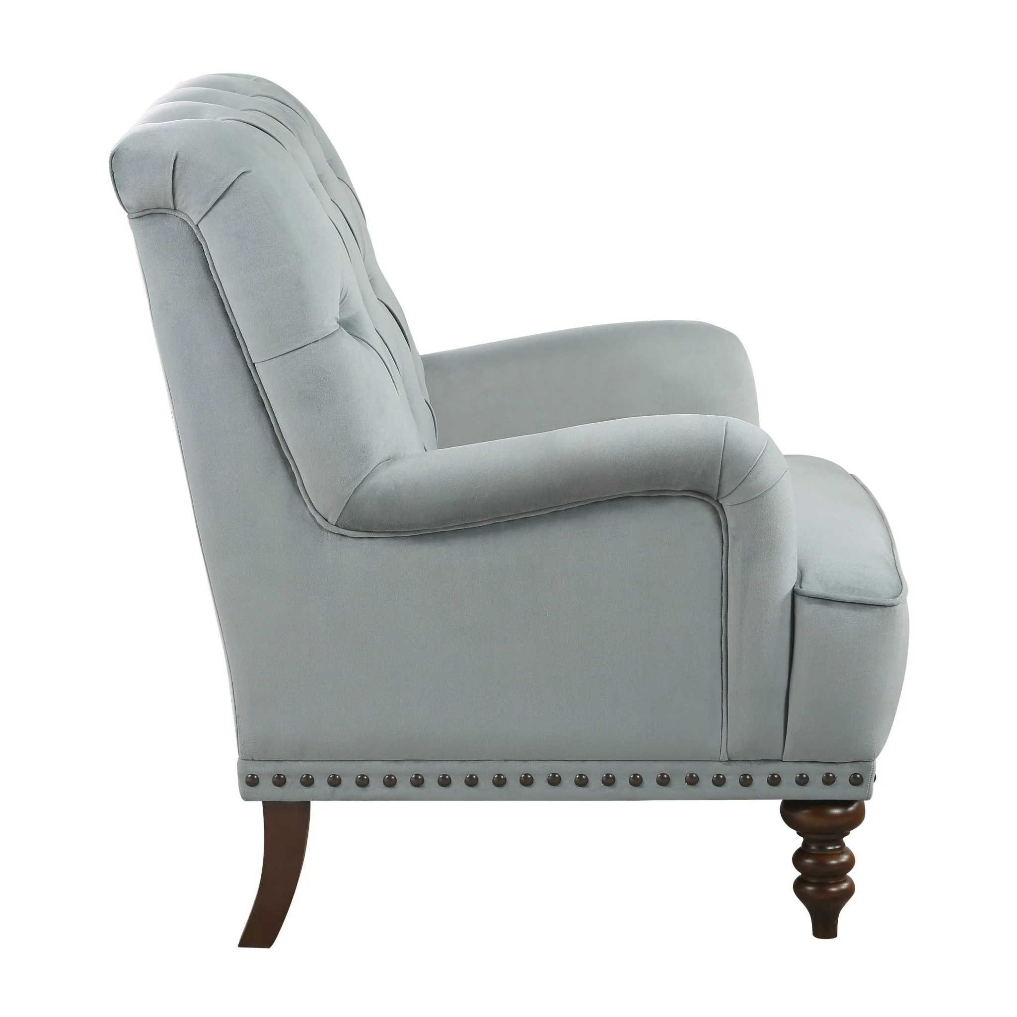 Luxurious Accent Chair with Upholstered Tufted and Nailhead Trim