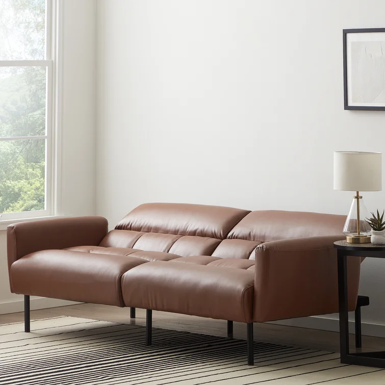 Ollie Twin 82.3'' Faux Leather Tight Back Sofa