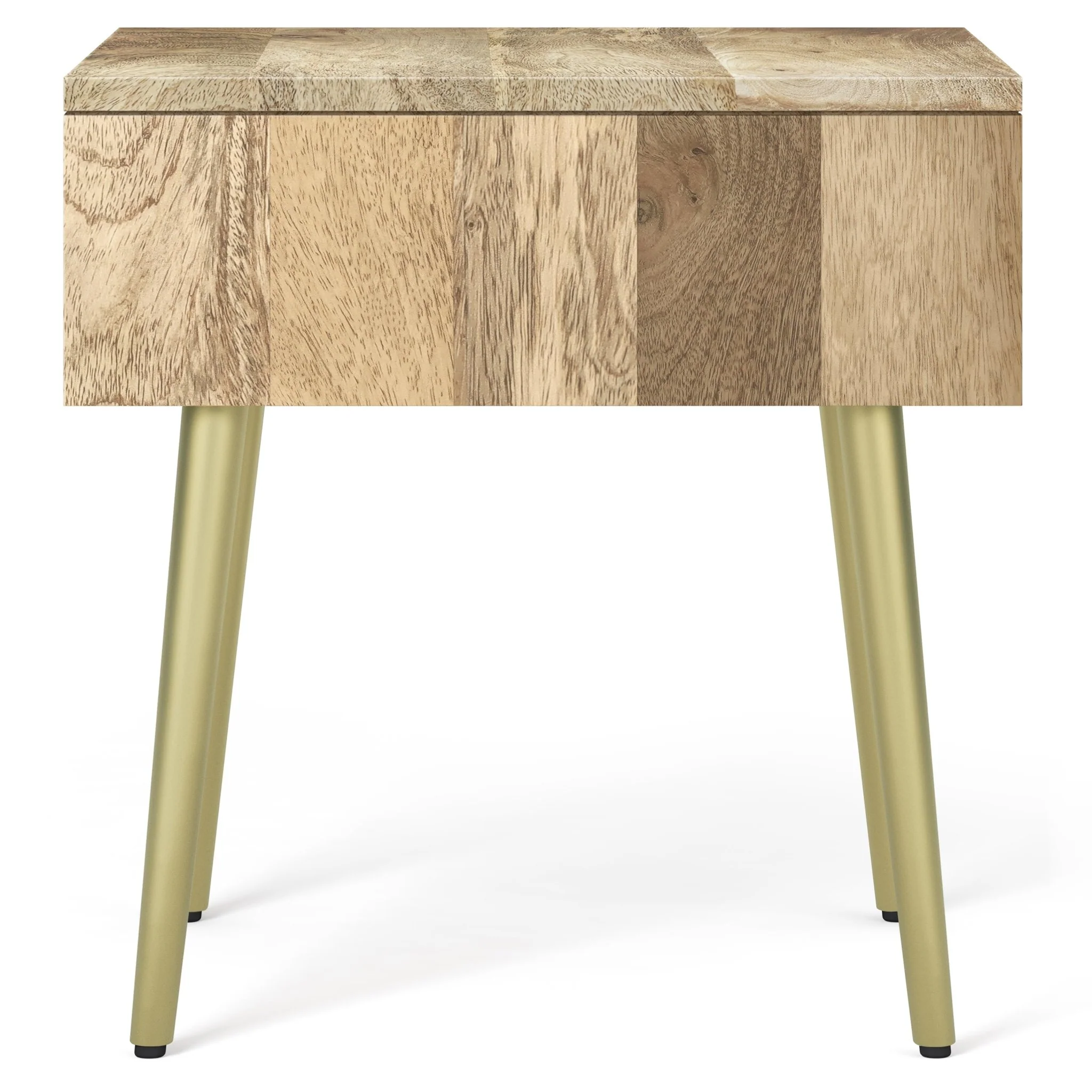 Graceful Side Table with Drawer and Metal Legs