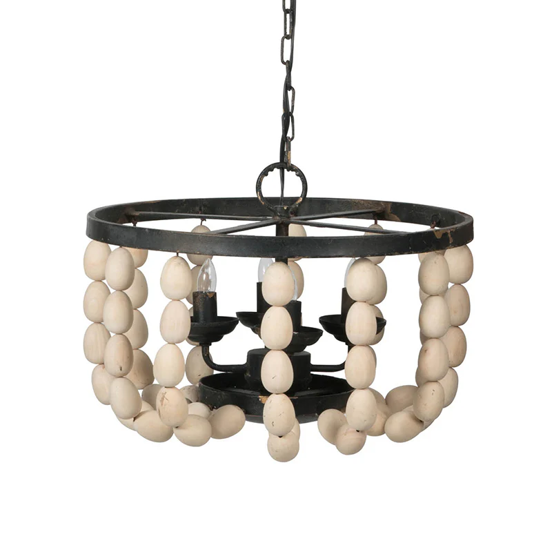 Beaded Wooden Chandelier